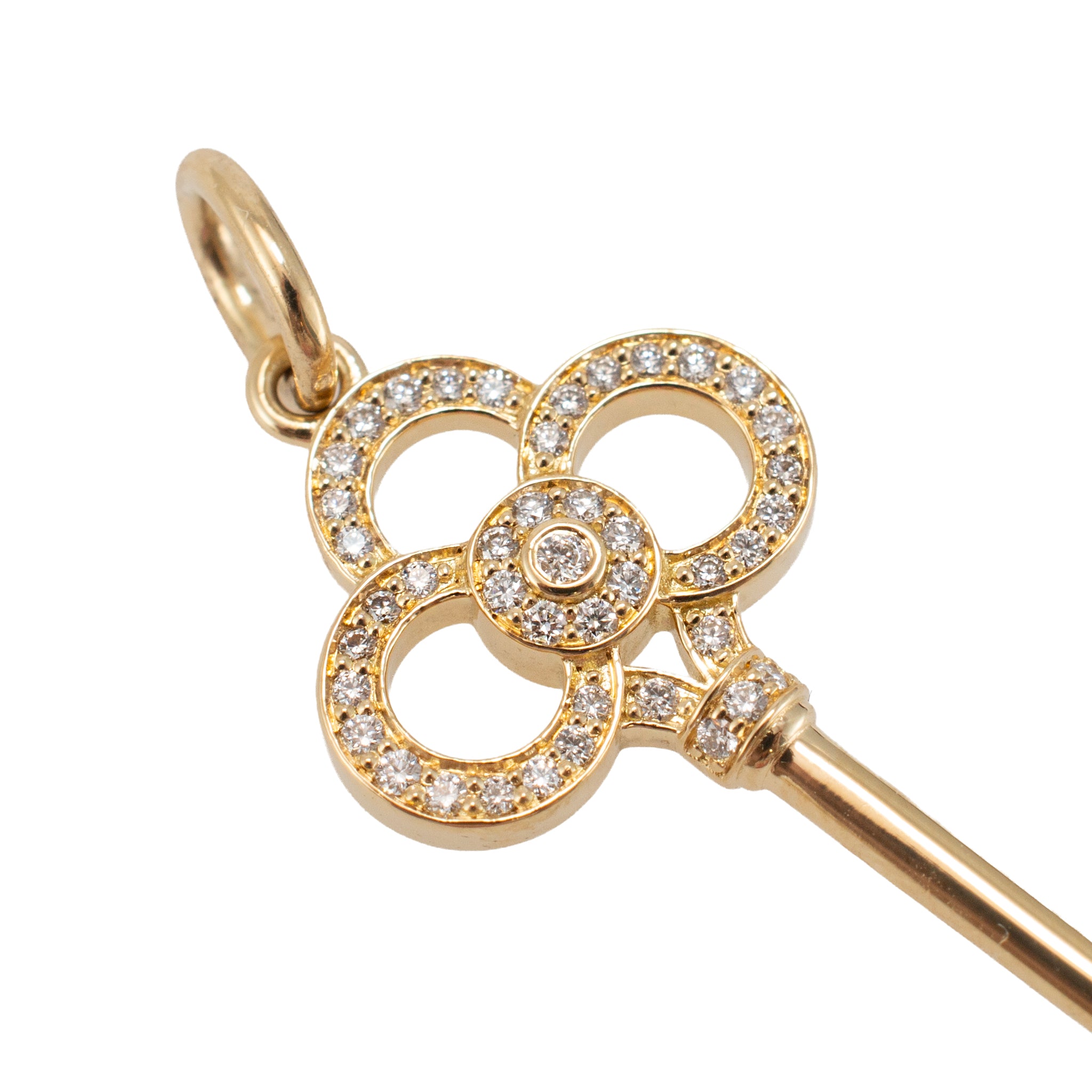 Tiffany & Co. Tiffany Keys 18K Yellow Gold Pave Diamond Key Pendant