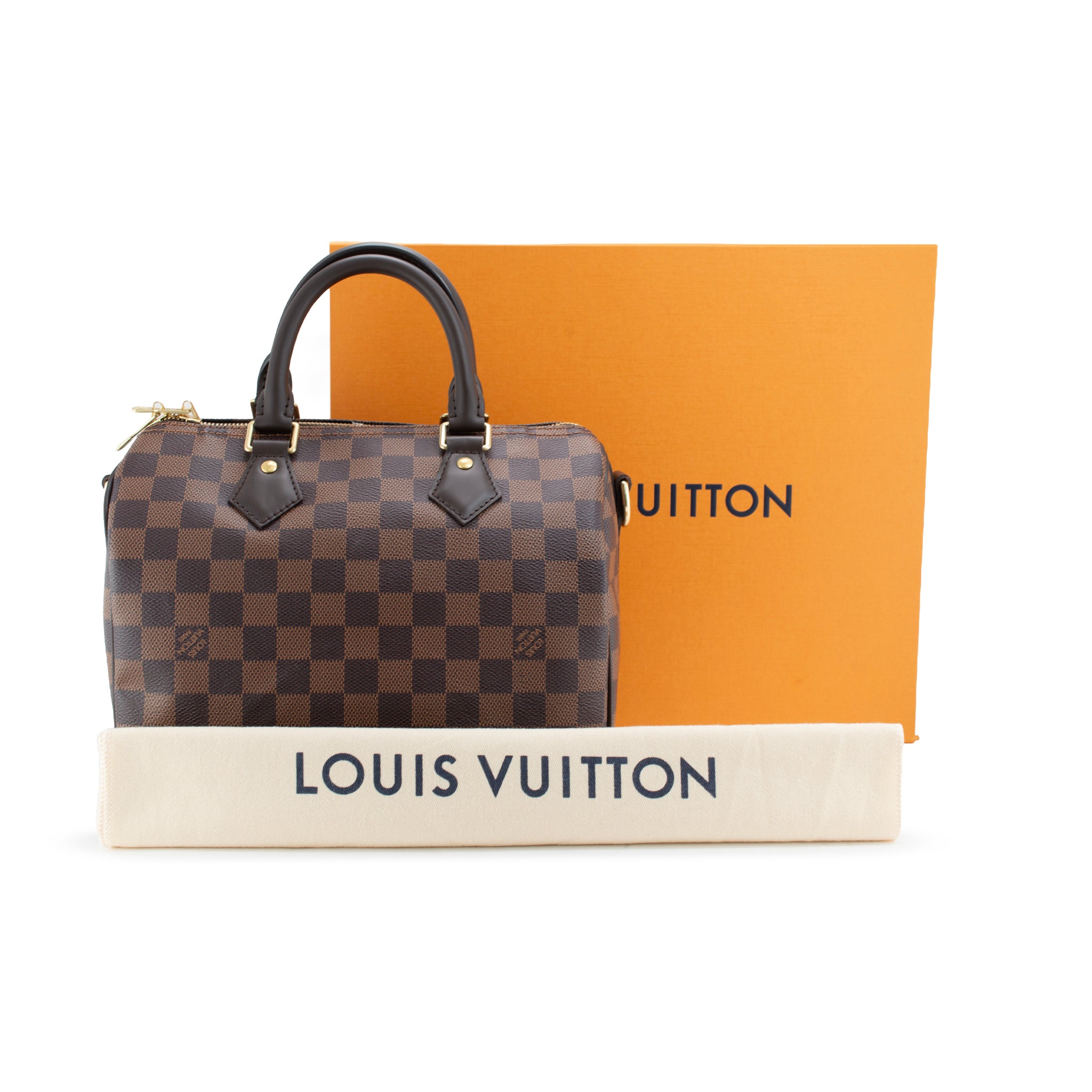 Louis Vuitton Speedy Bandouliere 25 Damier Ebene Coated Canvas Shoulder Tote Bag