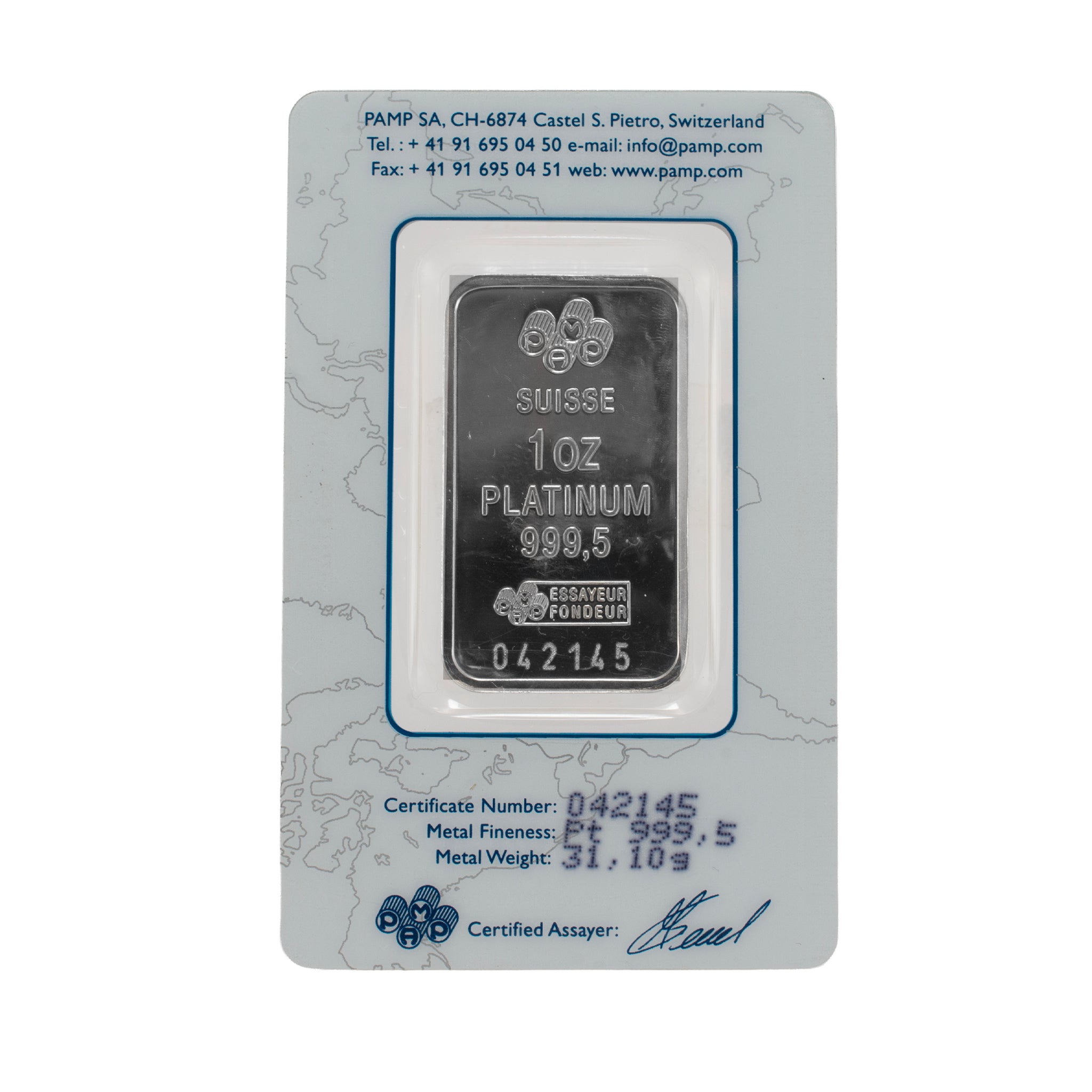Pamp Suisse 1OZ .9995 Assay Carded Platinum Bar