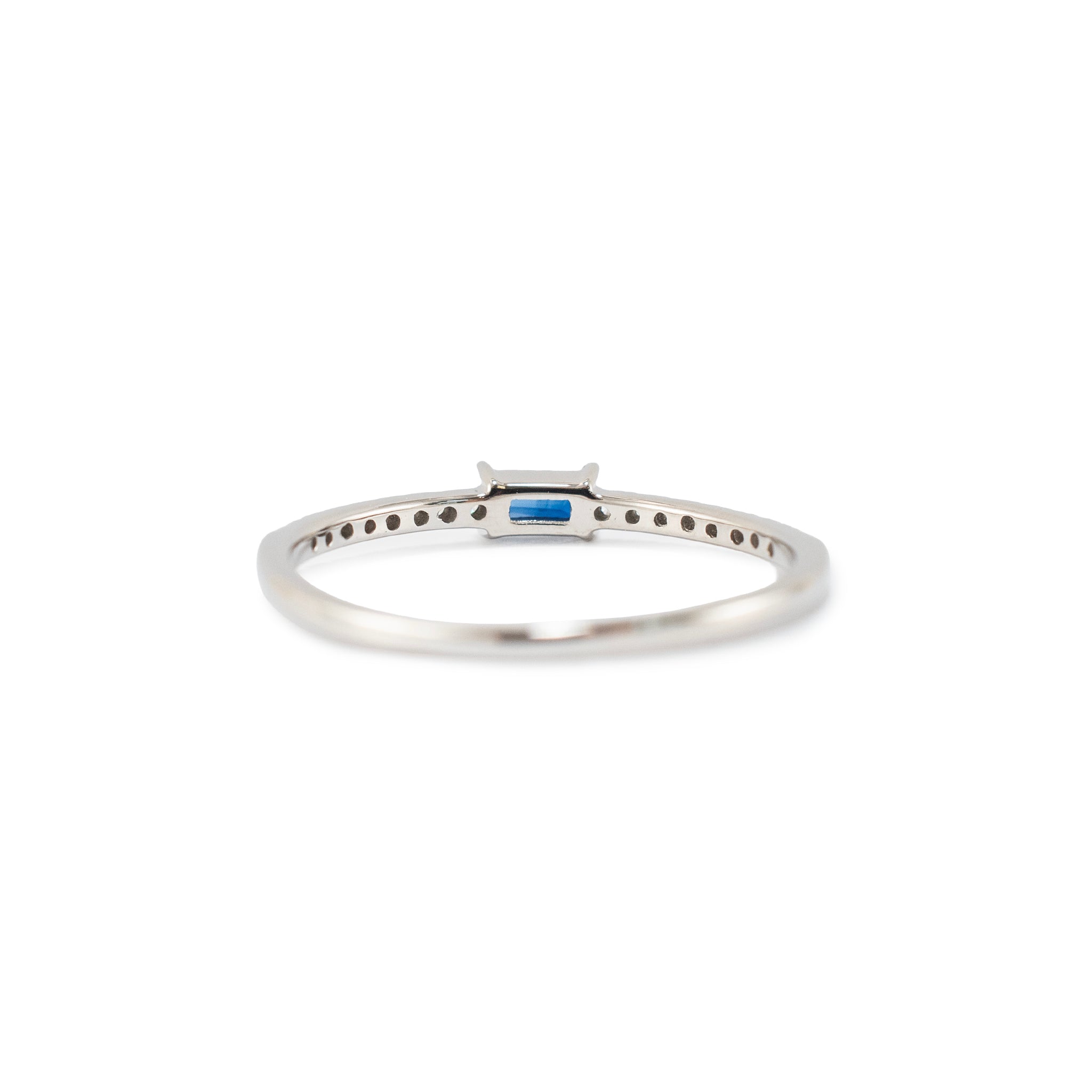 14K White Gold 0.19 Ctw Baguette Sapphire Pave Diamond Stacking Band Ring