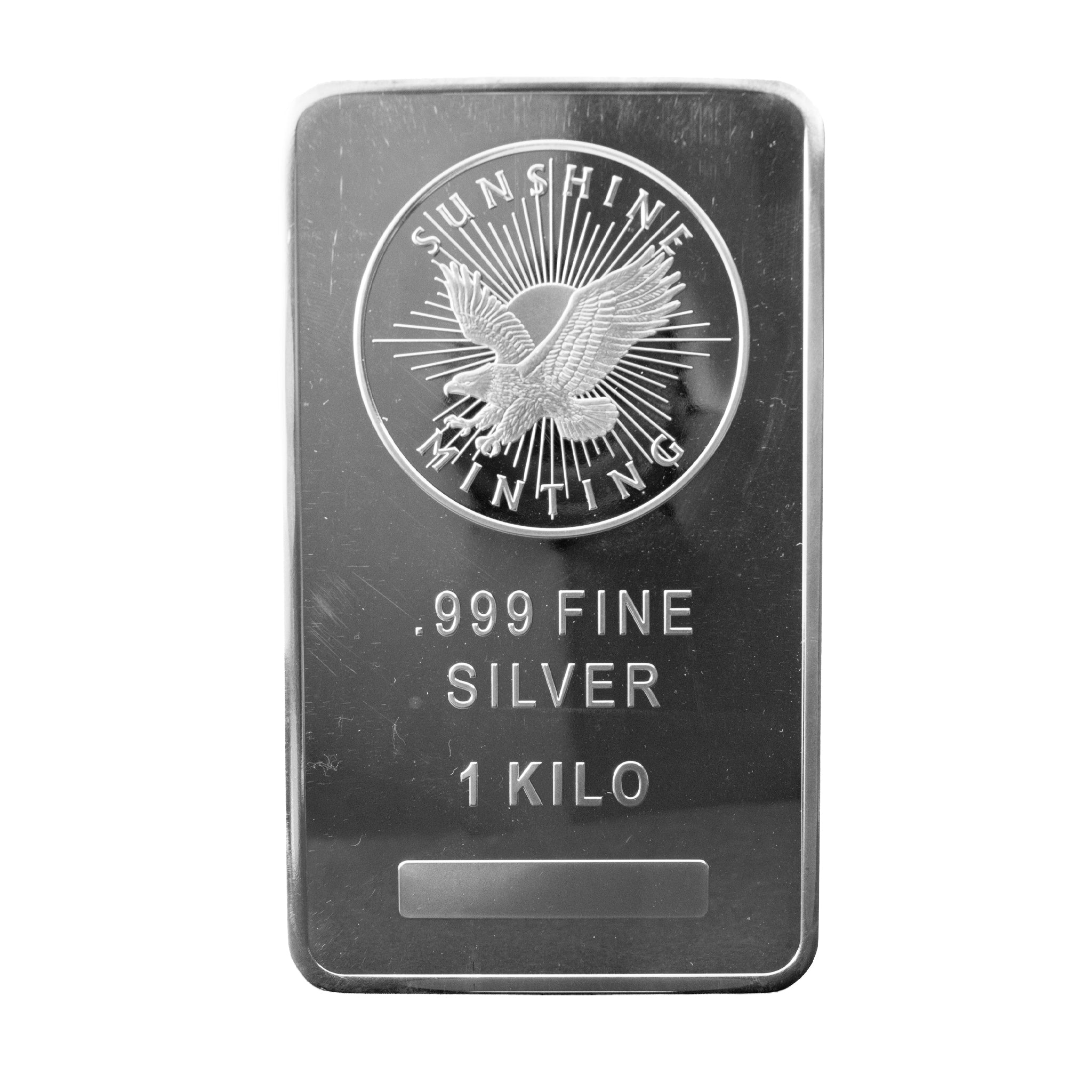 Sunshine Silver Mining & Refining Company 1 Kilo .999 Fine Silver Bullion Bar