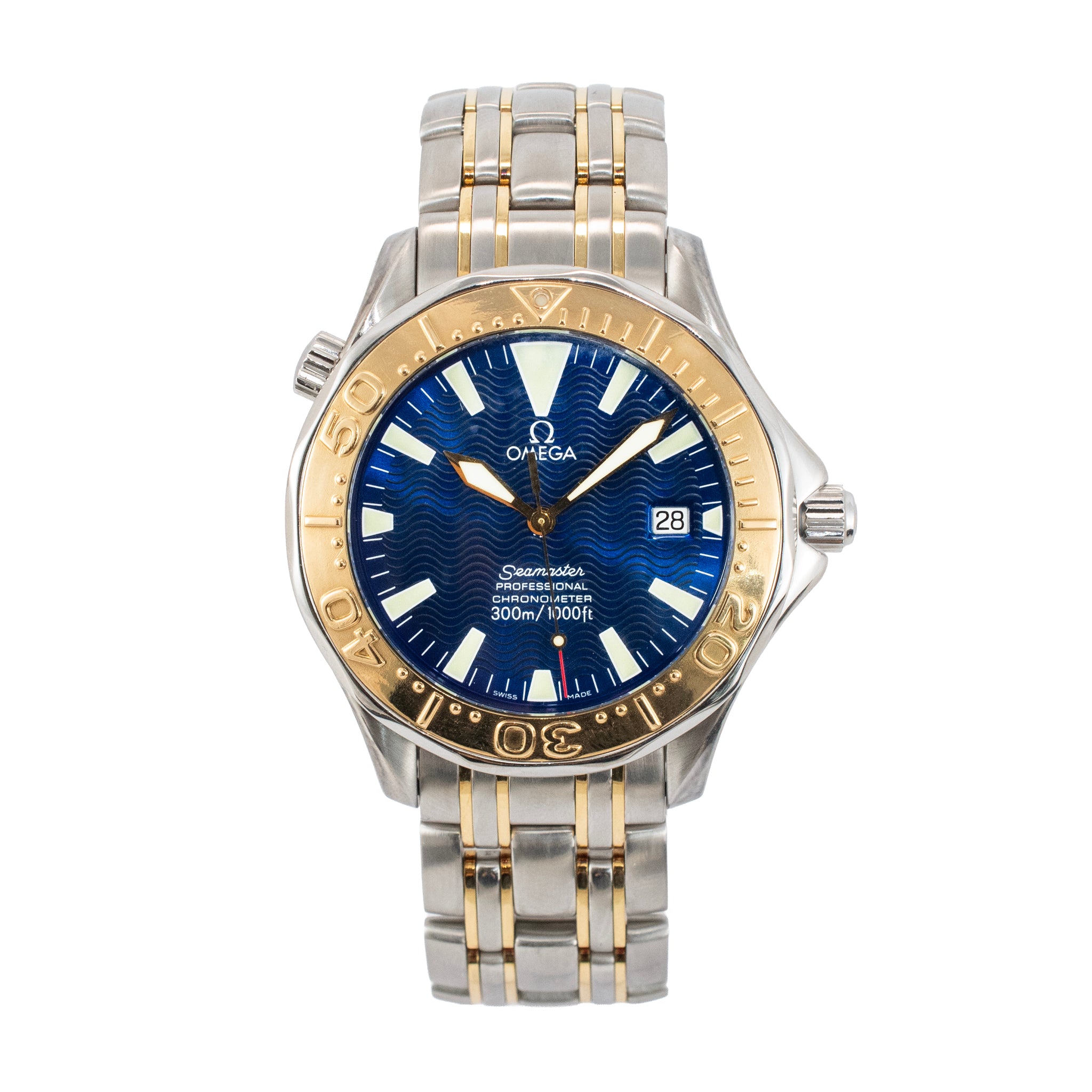 Omega Seamaster 41MM 2455.80.00 Gold & Steel Royal Blue Dial Automatic Watch