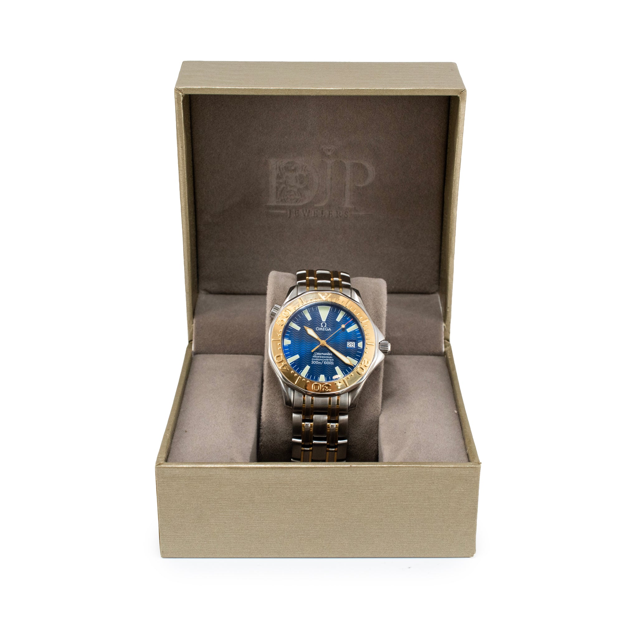 Omega Seamaster 41MM 2455.80.00 Gold & Steel Royal Blue Dial Automatic Watch