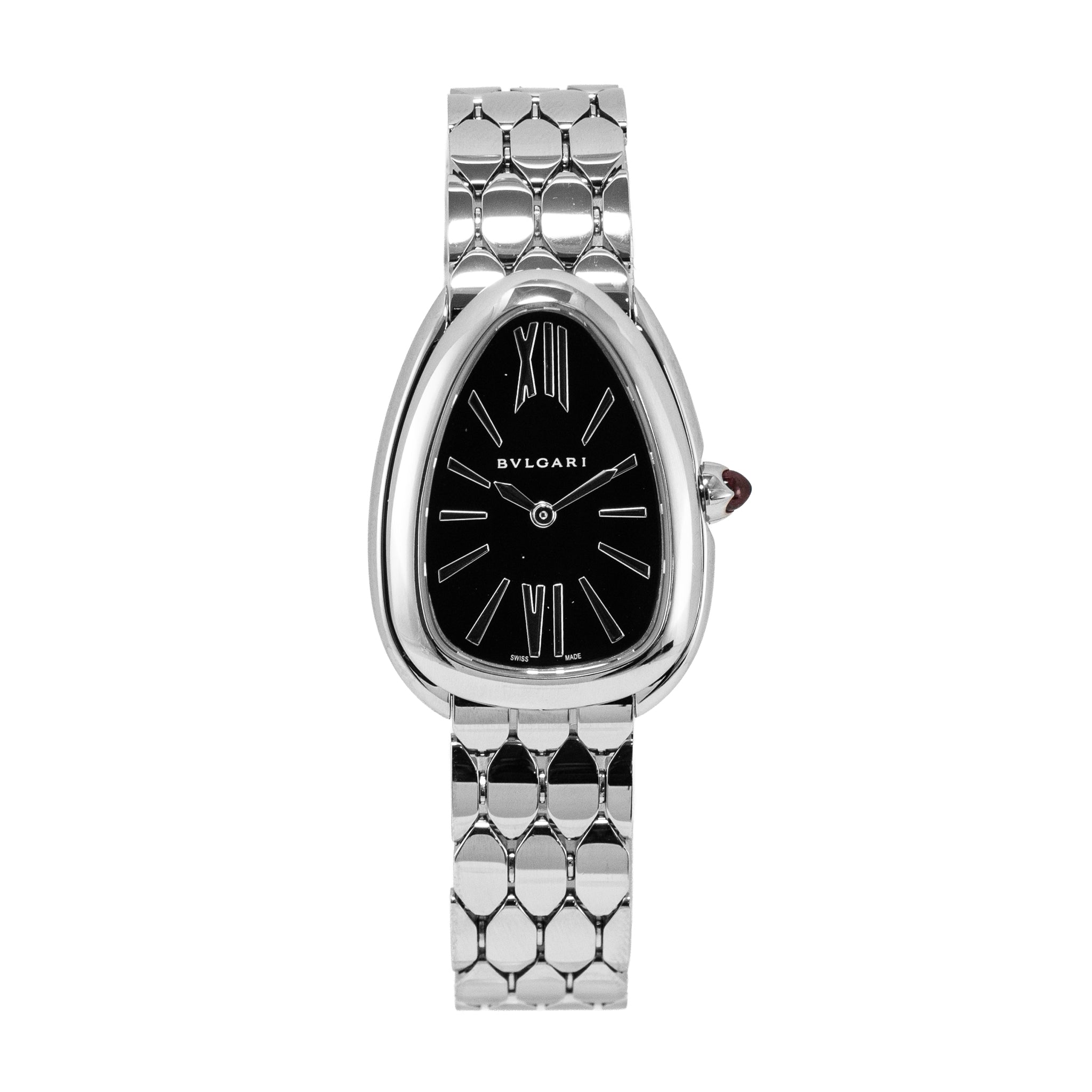 Ladies Bvlgari Serpenti Seduttori 33MM 103952 Steel Black Dial Quartz Watch
