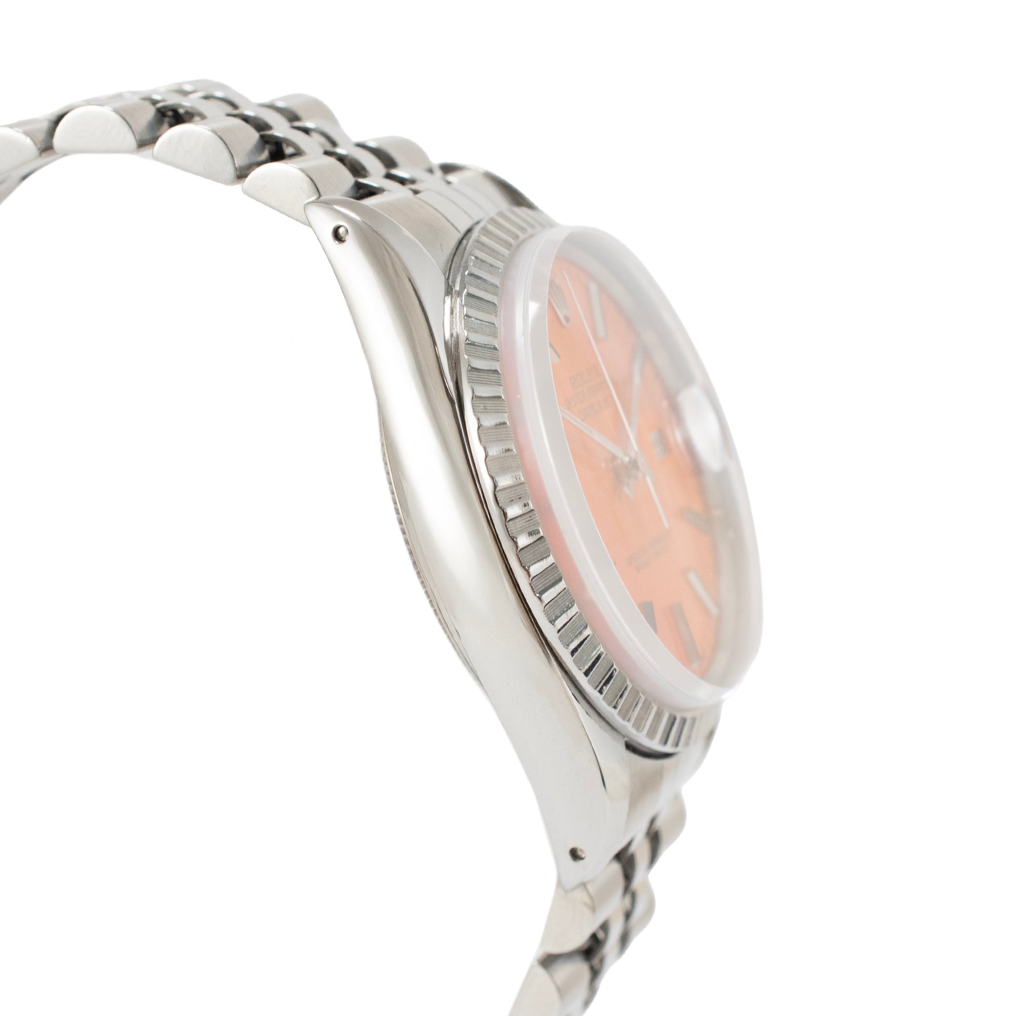 Rolex Datejust 36MM 16030 Fluted Jubilee Orange Dial Stainless Steel Watch