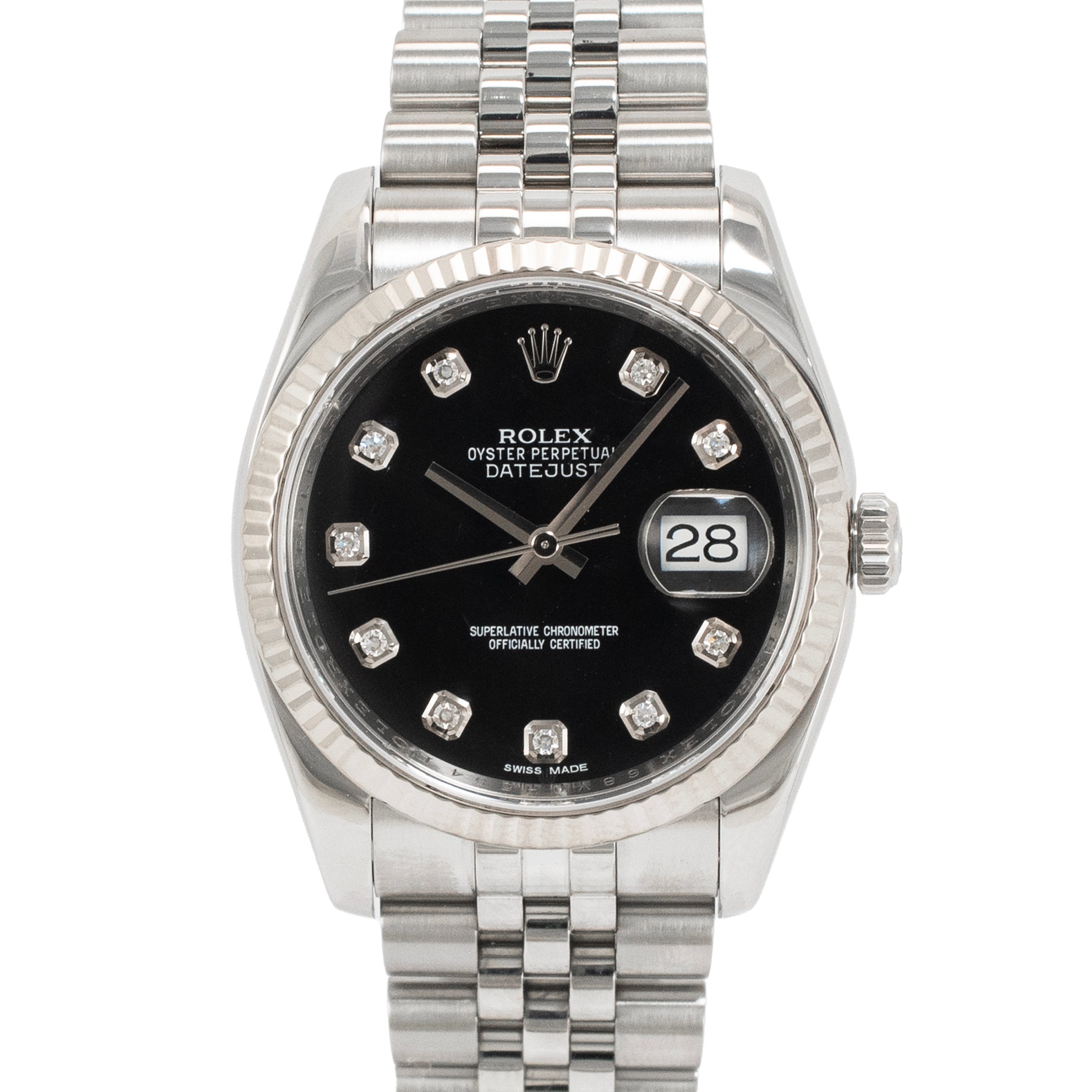 Rolex Datejust 36MM 116234 Black Diamond Dial Jubilee Gold Steel Watch