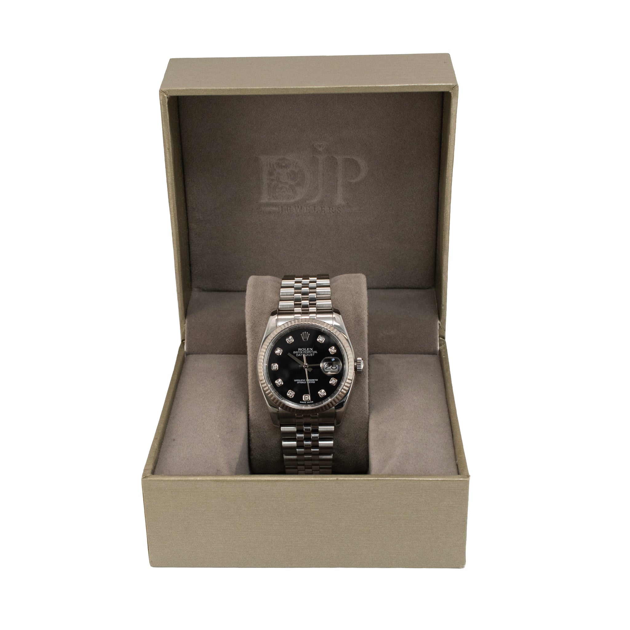 Rolex Datejust 36MM 116234 Black Diamond Dial Jubilee Gold Steel Watch
