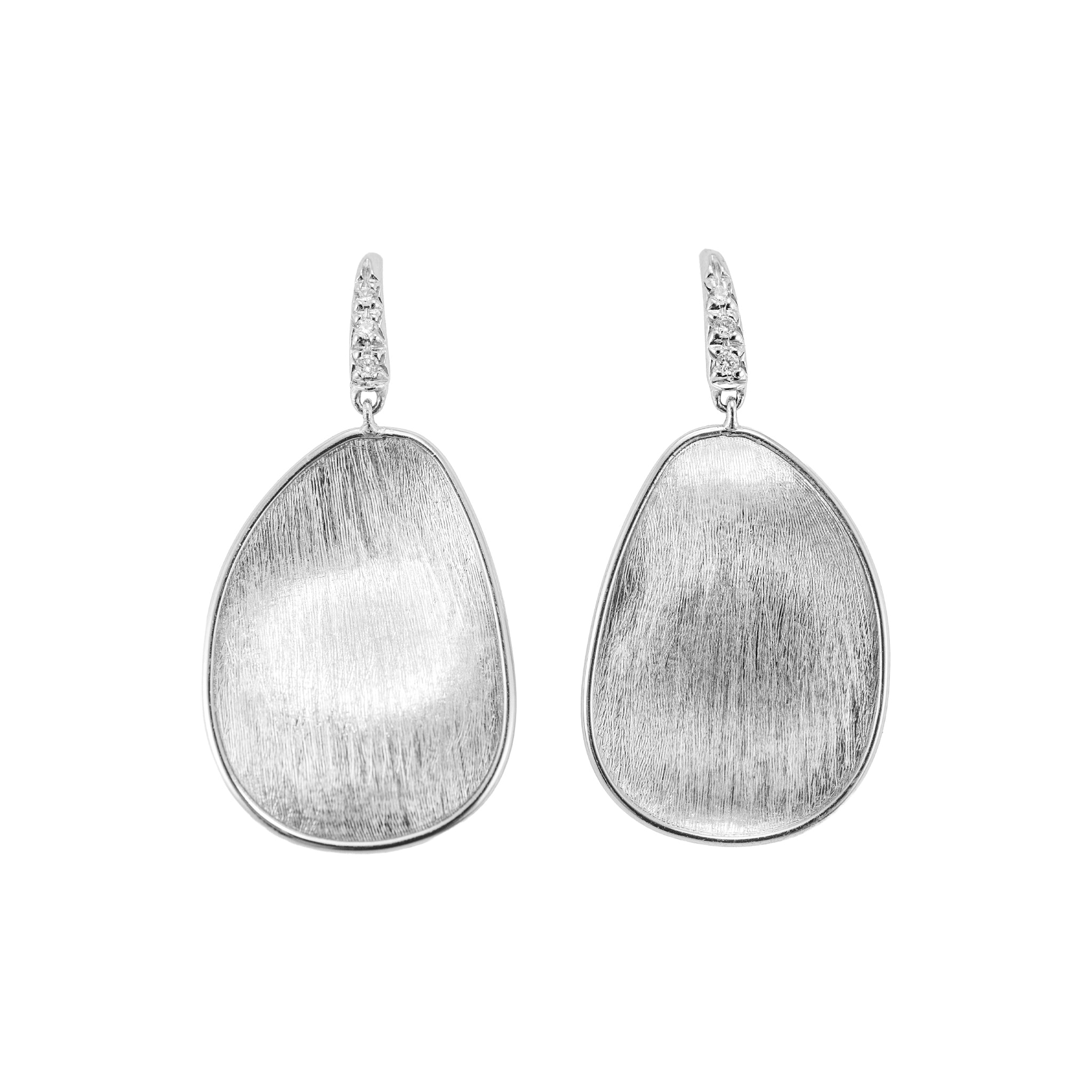 Marco Bicego Lunaria 18K White Gold 0.05ctw Diamond Petal Drop Dangle Earrings