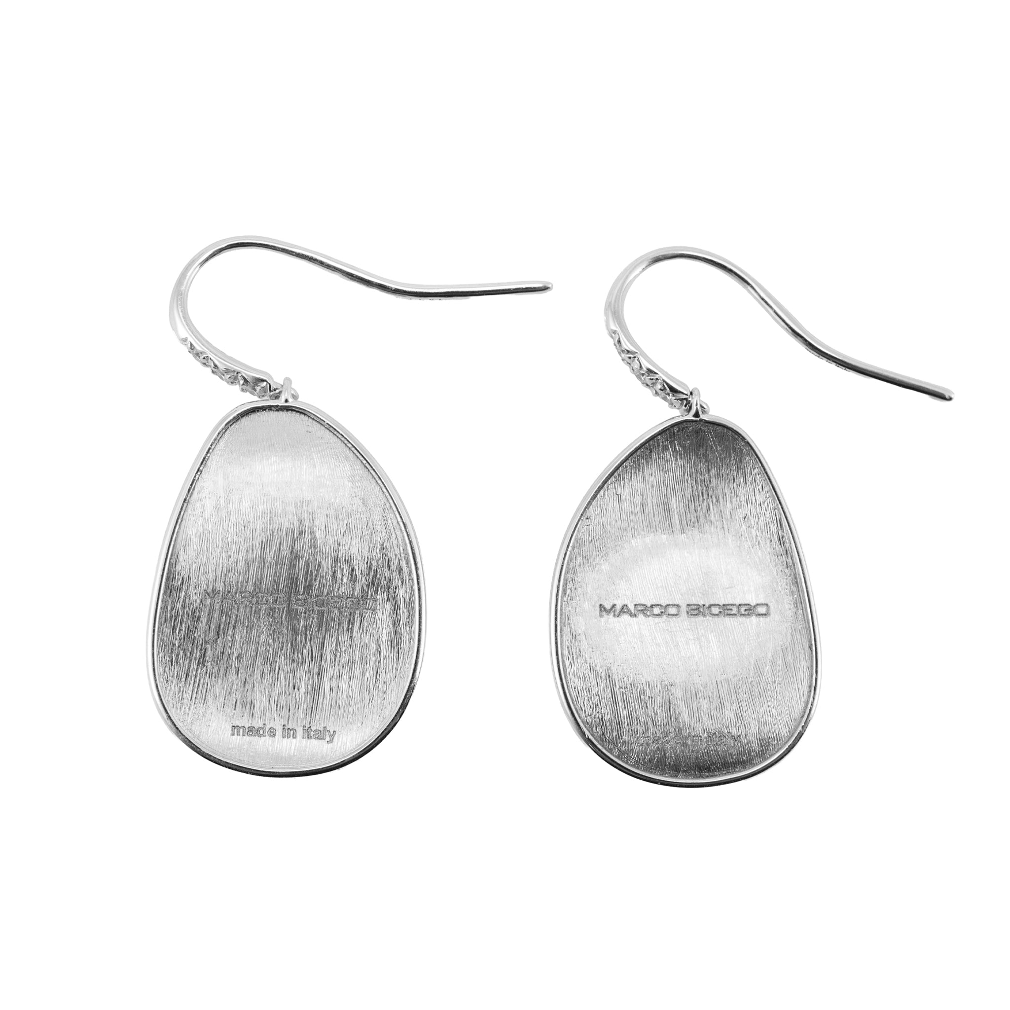 Marco Bicego Lunaria 18K White Gold 0.05ctw Diamond Petal Drop Dangle Earrings
