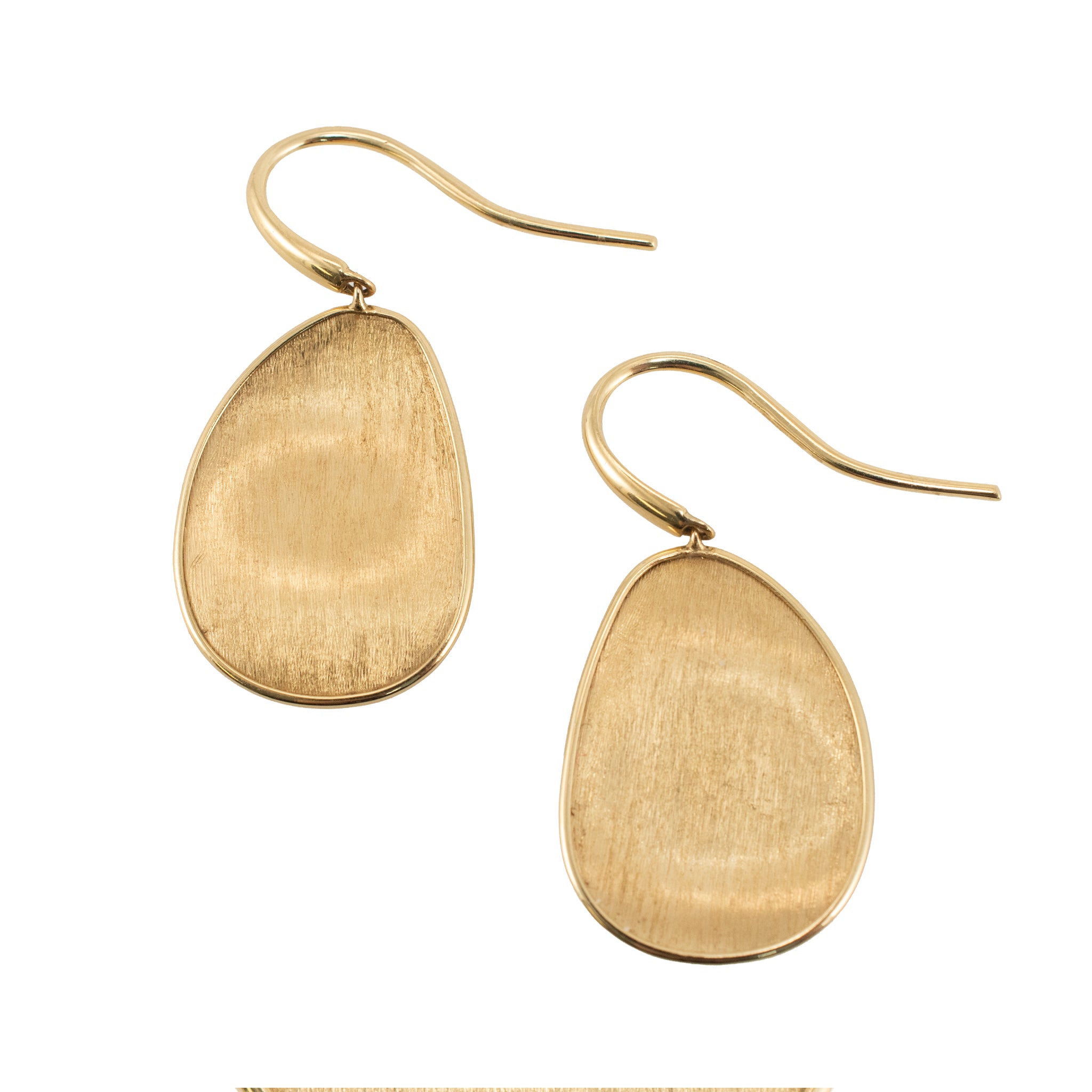 Marco Bicego Lunaria 18K Yellow Gold Petal Brushed Drop Dangle Earrings
