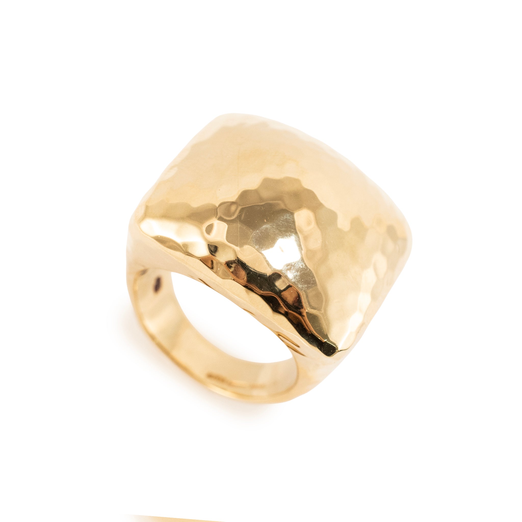 Roberto Coin Martellato 18K Yellow Gold Hammered Dome Ruby Cocktail Ring
