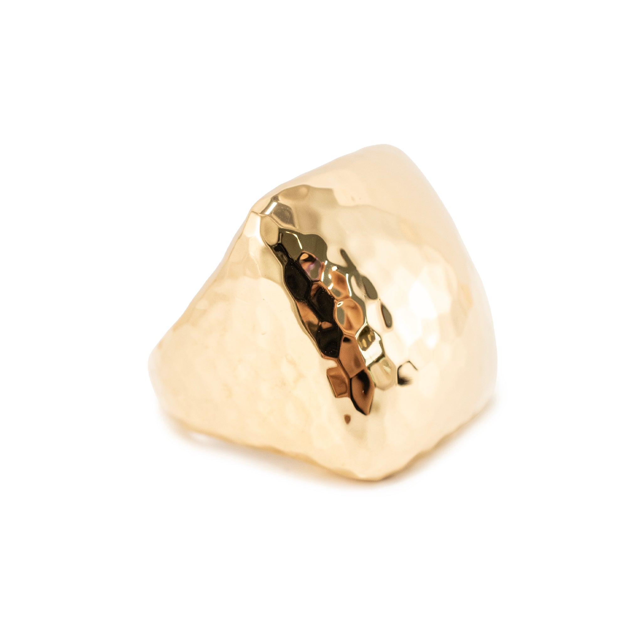 Roberto Coin Martellato 18K Yellow Gold Hammered Dome Ruby Cocktail Ring