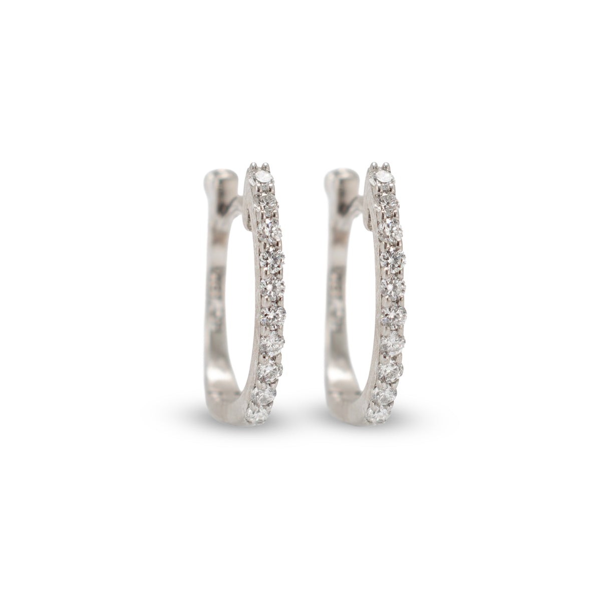 Roberto Coin Classic Pave’ 18K White Gold Diamonds Huggy Hoop Earrings