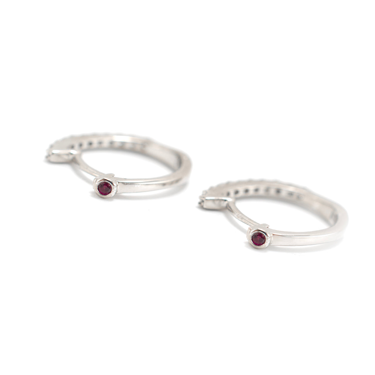 Roberto Coin Classic Pave’ 18K White Gold Diamonds Huggy Hoop Earrings