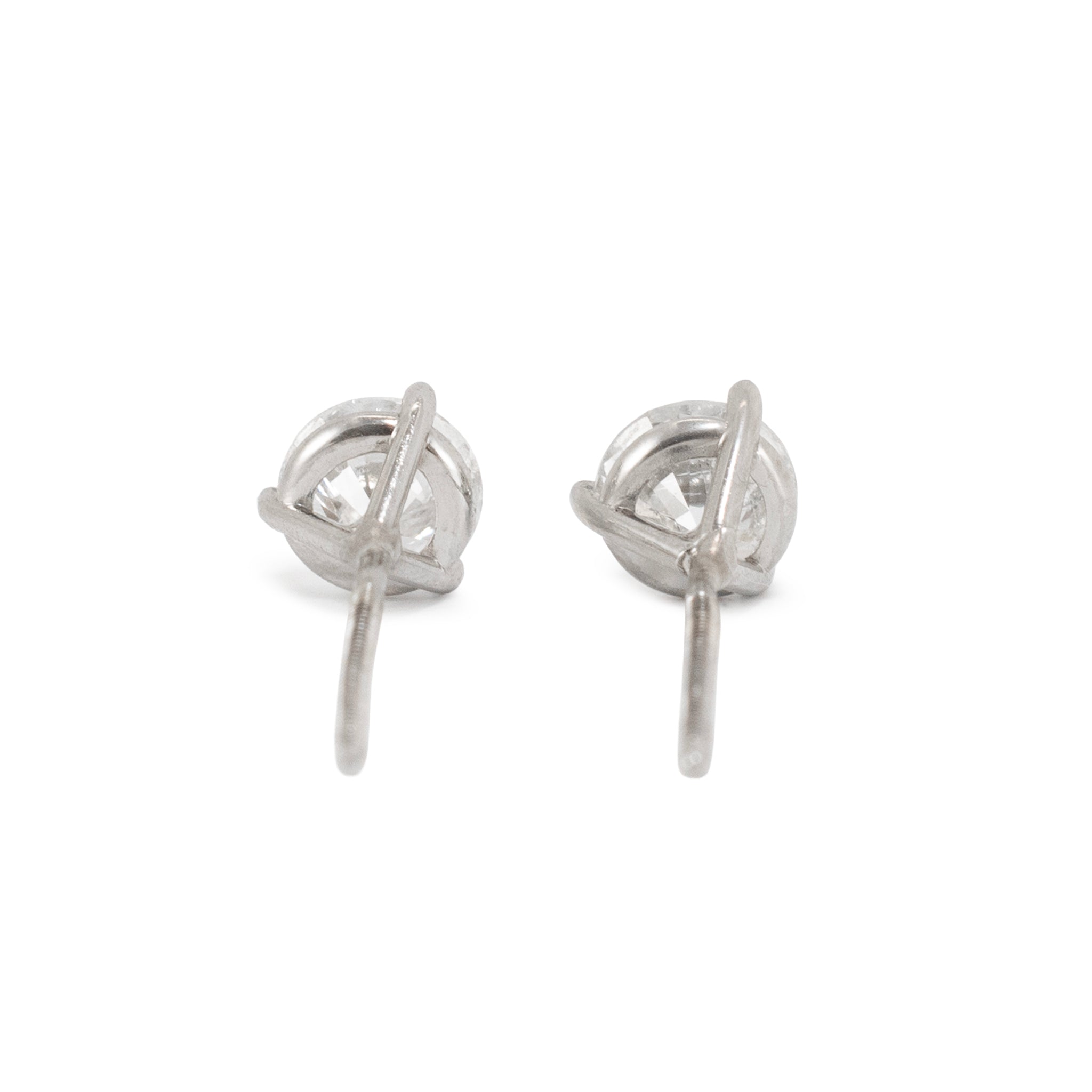 14K White Gold 0.85ct Round Diamond 3-Prong Martini Set Petite Stud Earrings