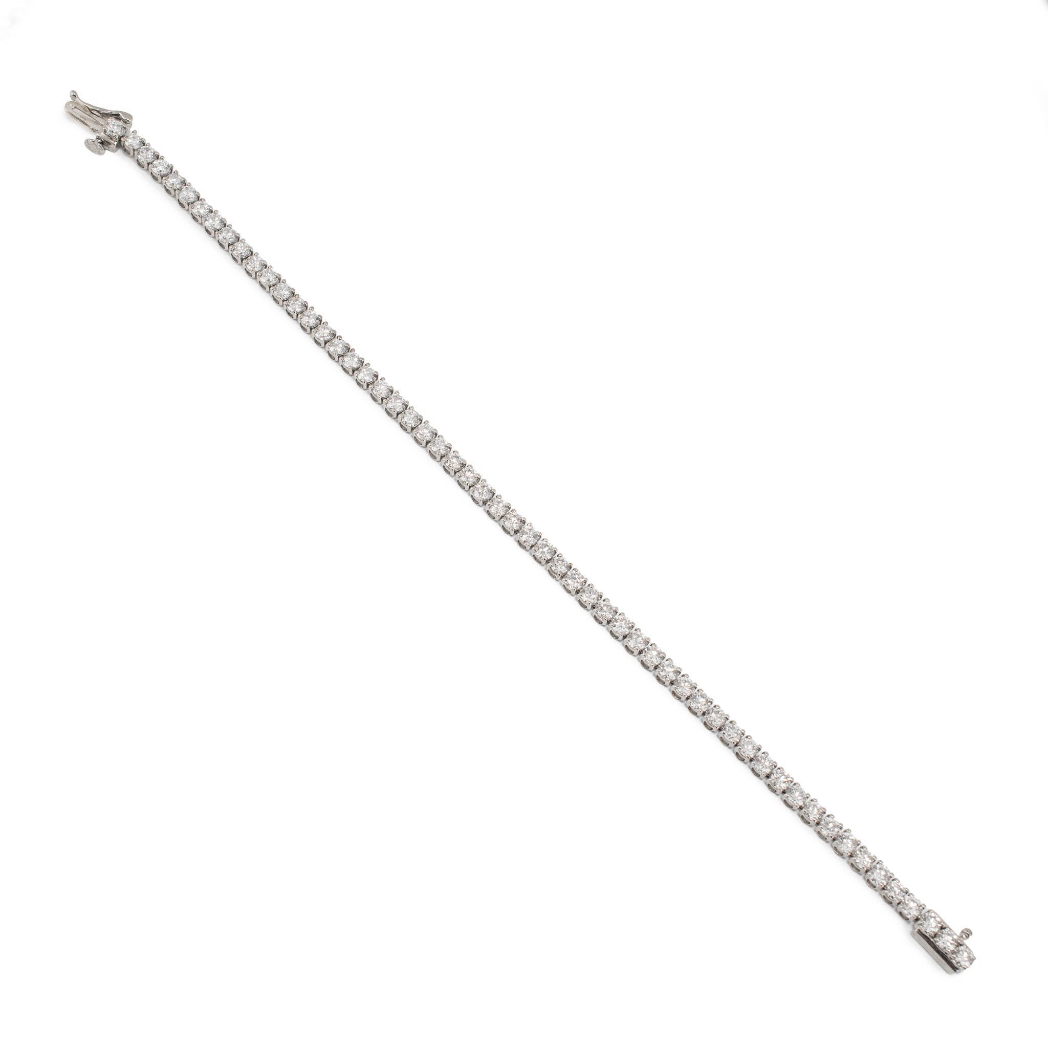 14K White Gold 5.70 Ctw Round Brilliant Lab Grown Diamond Tennis Bracelet