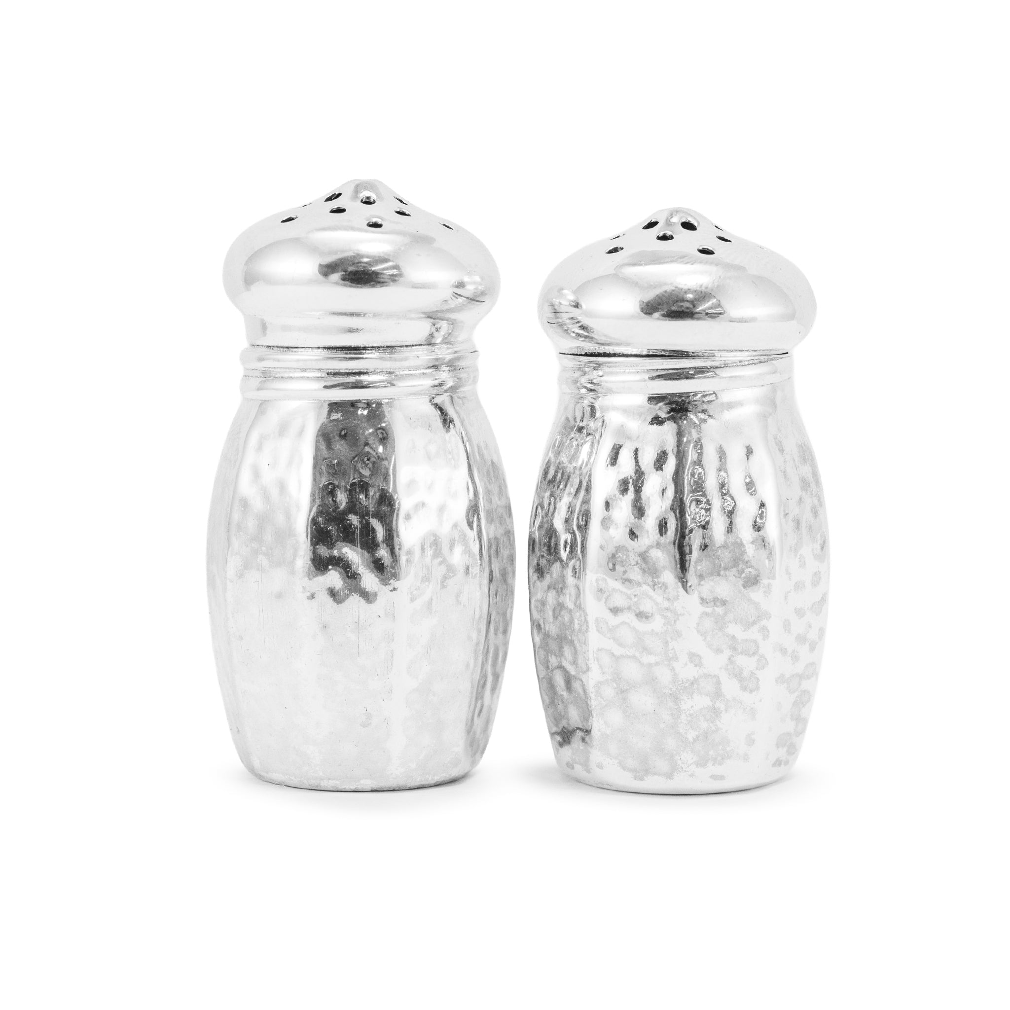 Vintage Sterling Silver Hammered Salt & Pepper Shakers Home Flatware Set