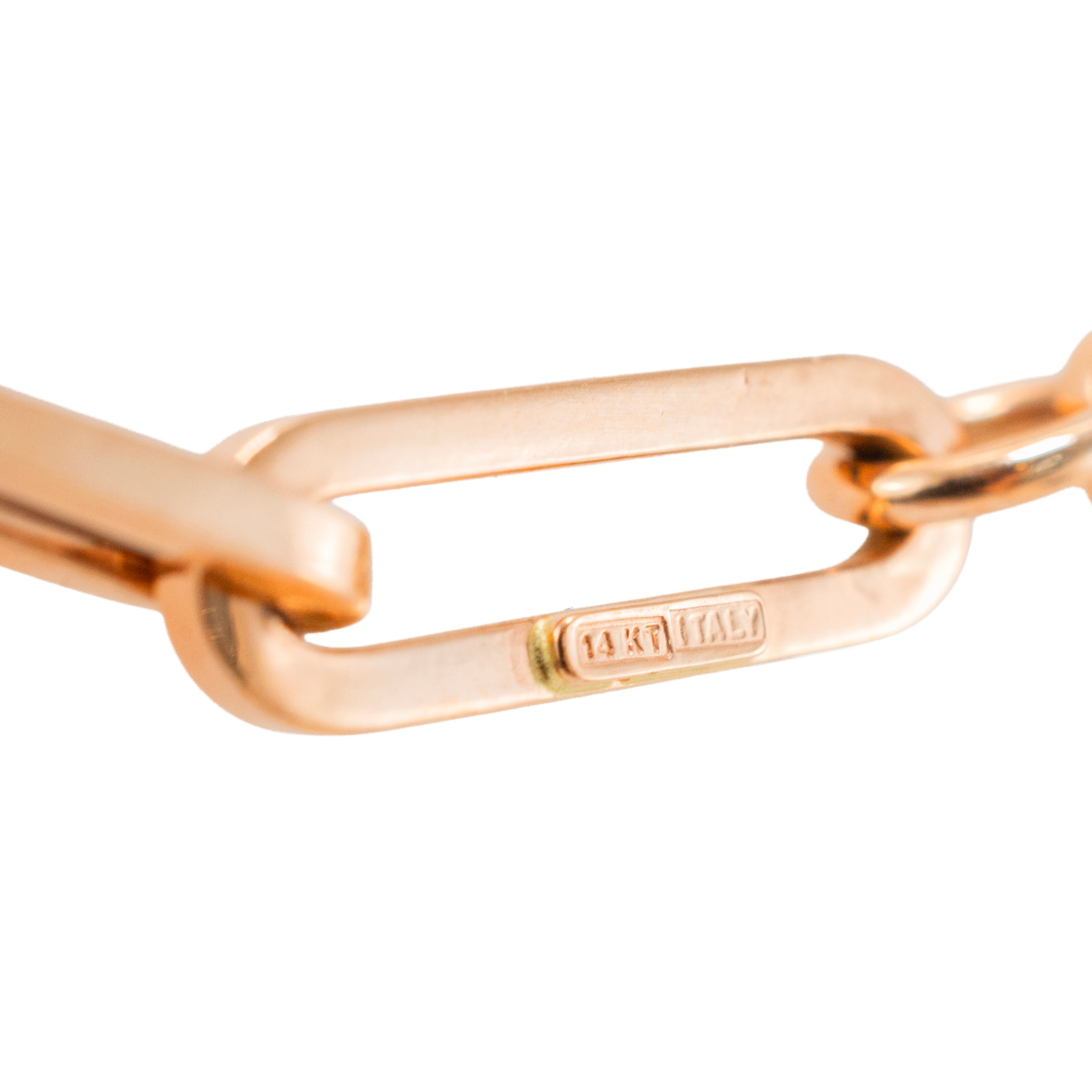 Unisex 14K Rose Gold 5.20mm Oval Paper Clip Link Chain Necklace