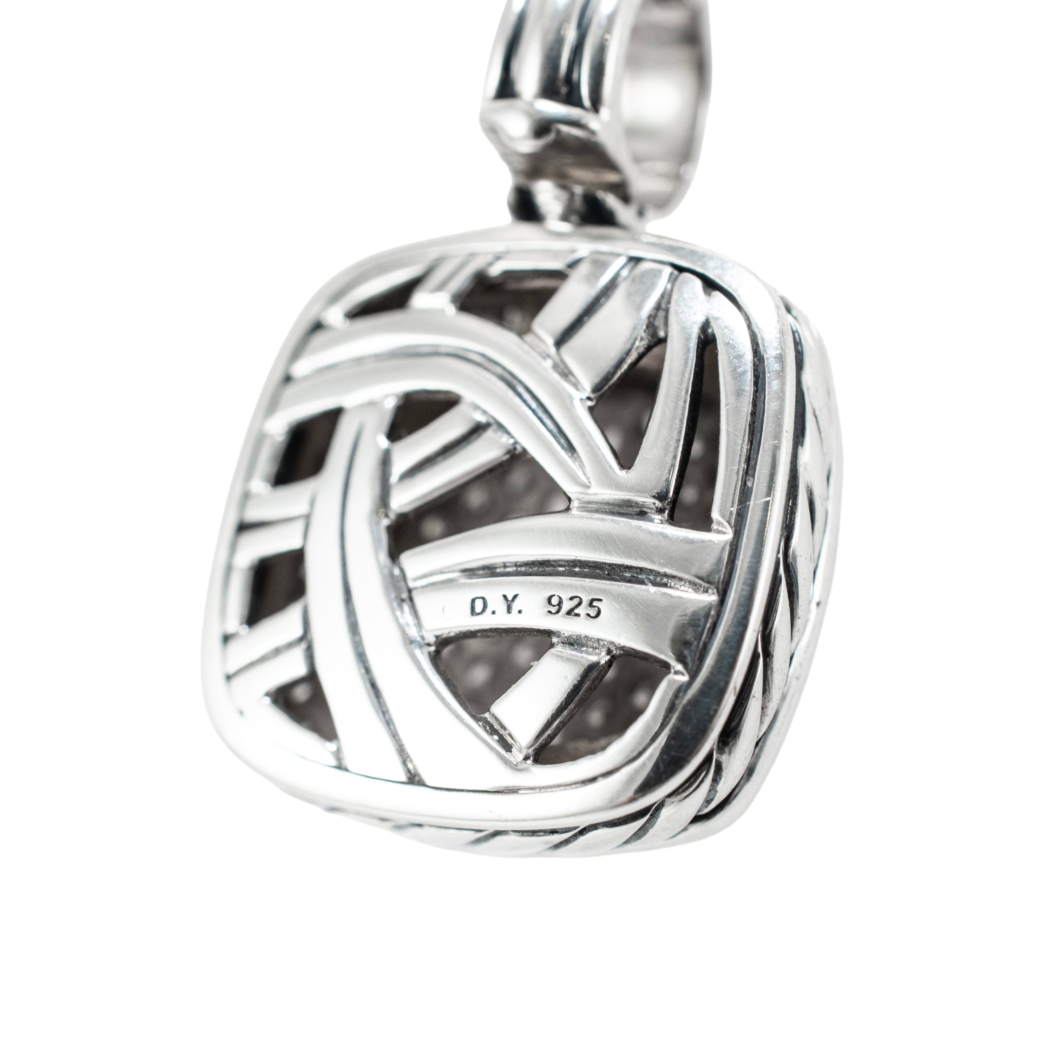 David Yurman Albion 925 Sterling Silver 1.07ctw Diamond Wheat Pendant Necklace