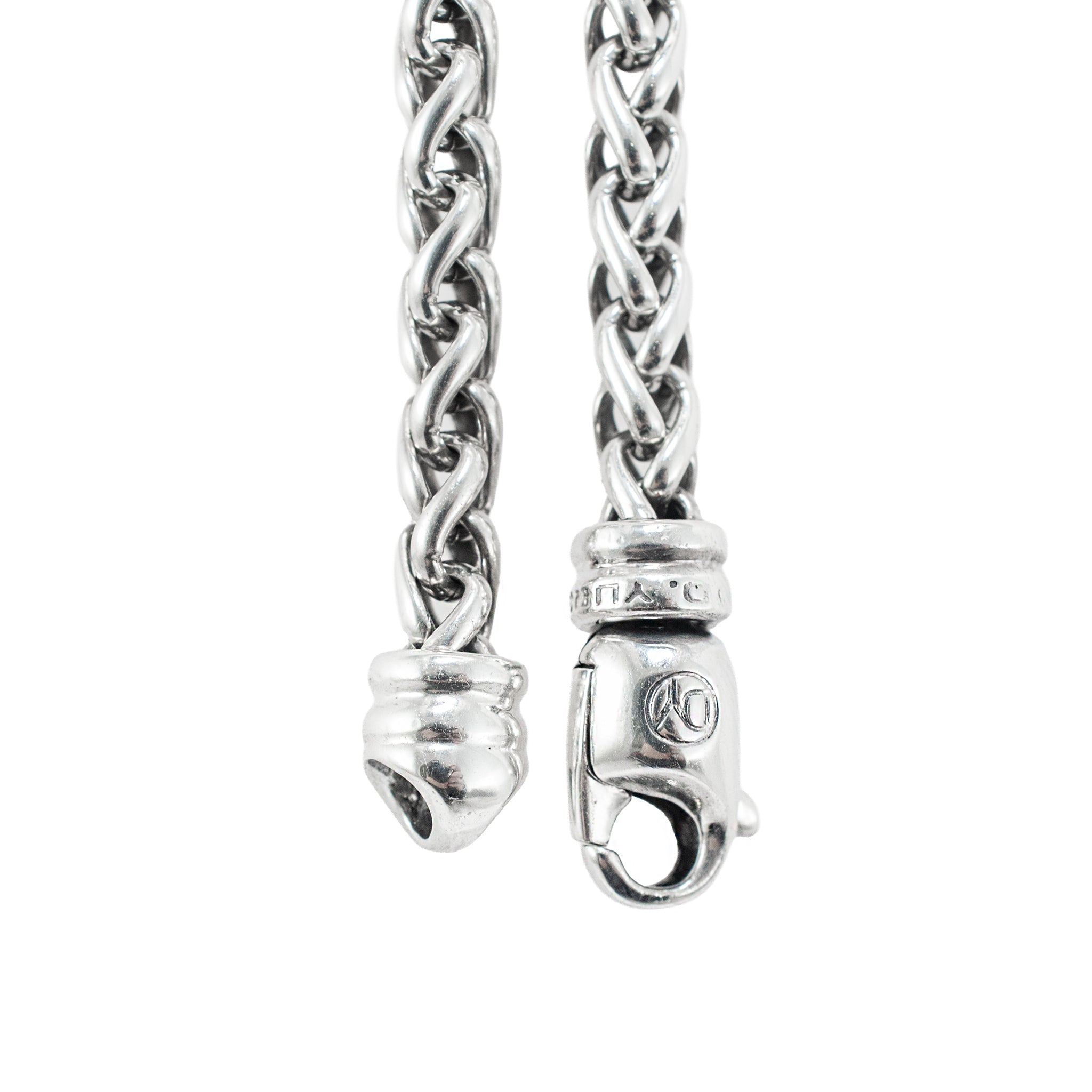David Yurman Albion 925 Sterling Silver 1.07ctw Diamond Wheat Pendant Necklace