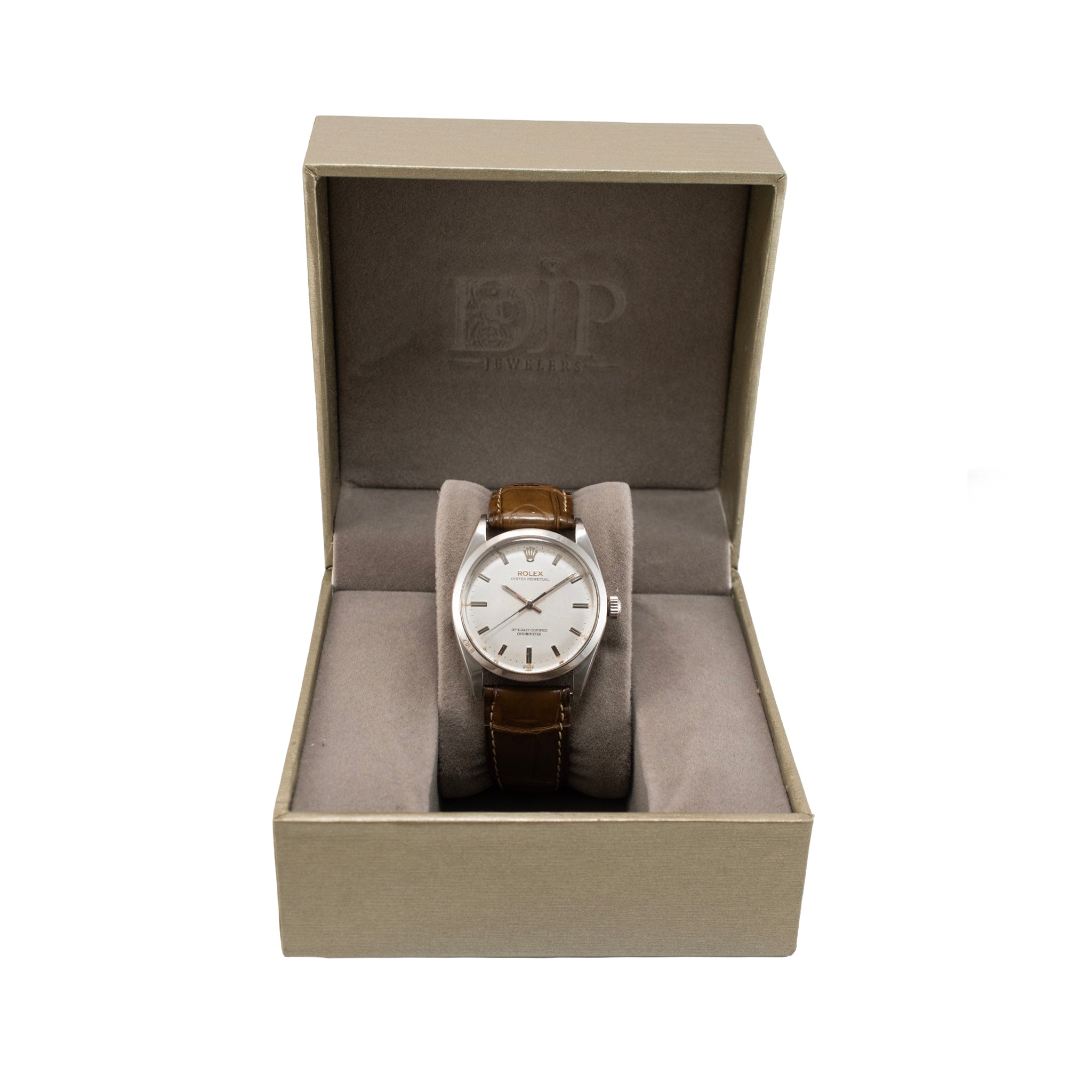 Vintage Rolex Oyster Perpetual 34MM 1002 Silver Dial Stainless Steel Watch