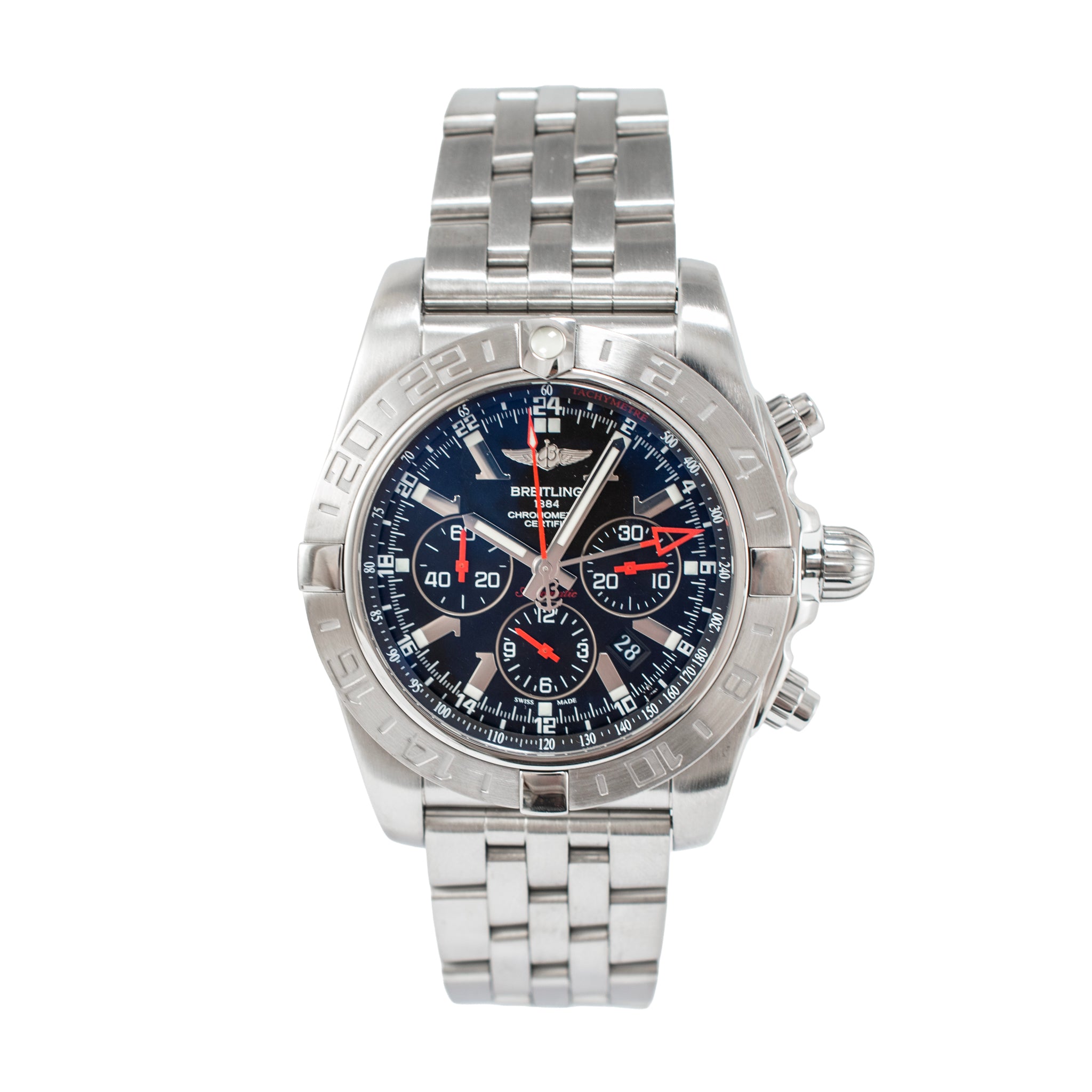 Breitling Chronomat Gmt 47MM AB0412 Steel Black Dial Chronograph Automatic Watch