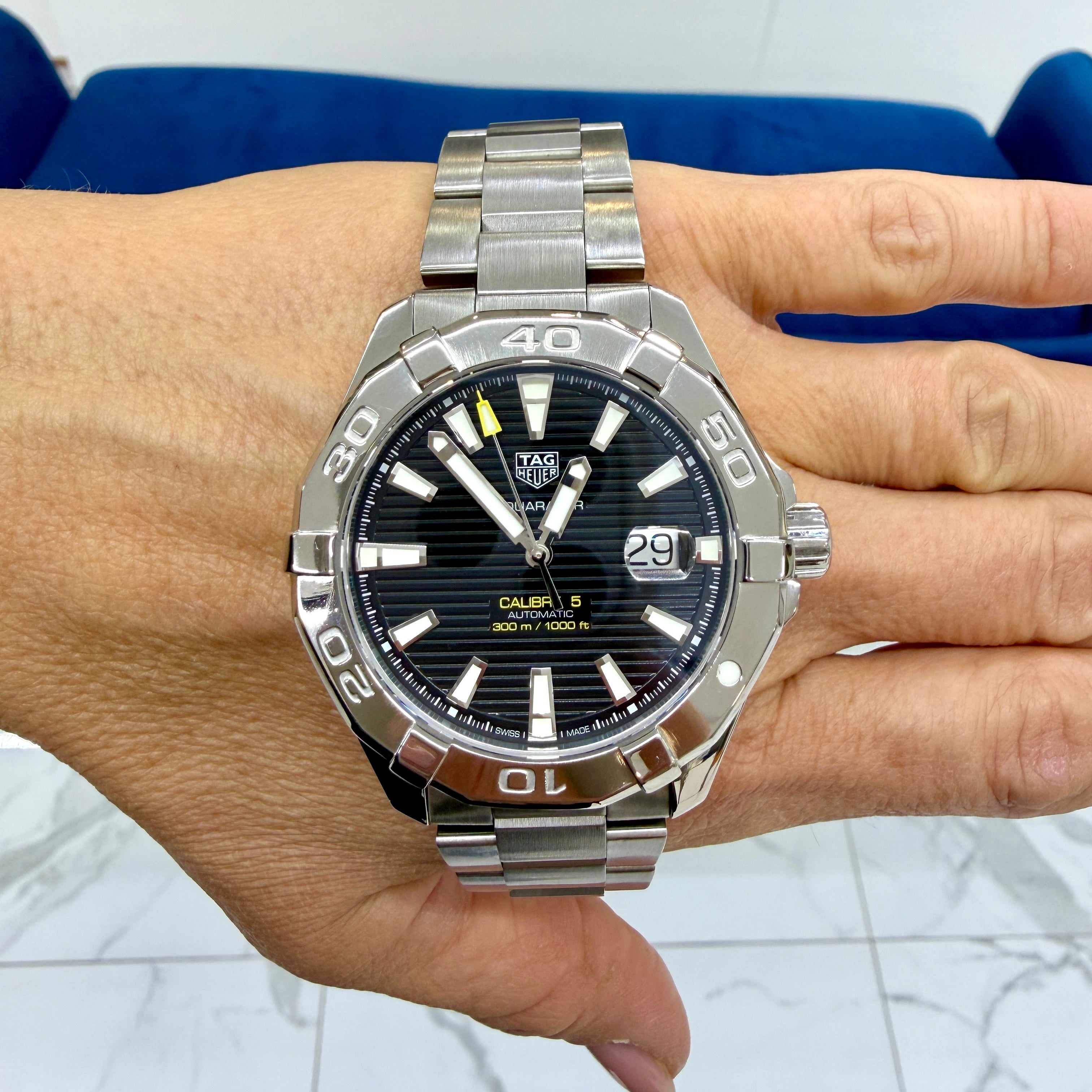 Tag Heuer Aquaracer 300M 43MM WAY2010 Stainless Steel Black Dial Automatic Watch