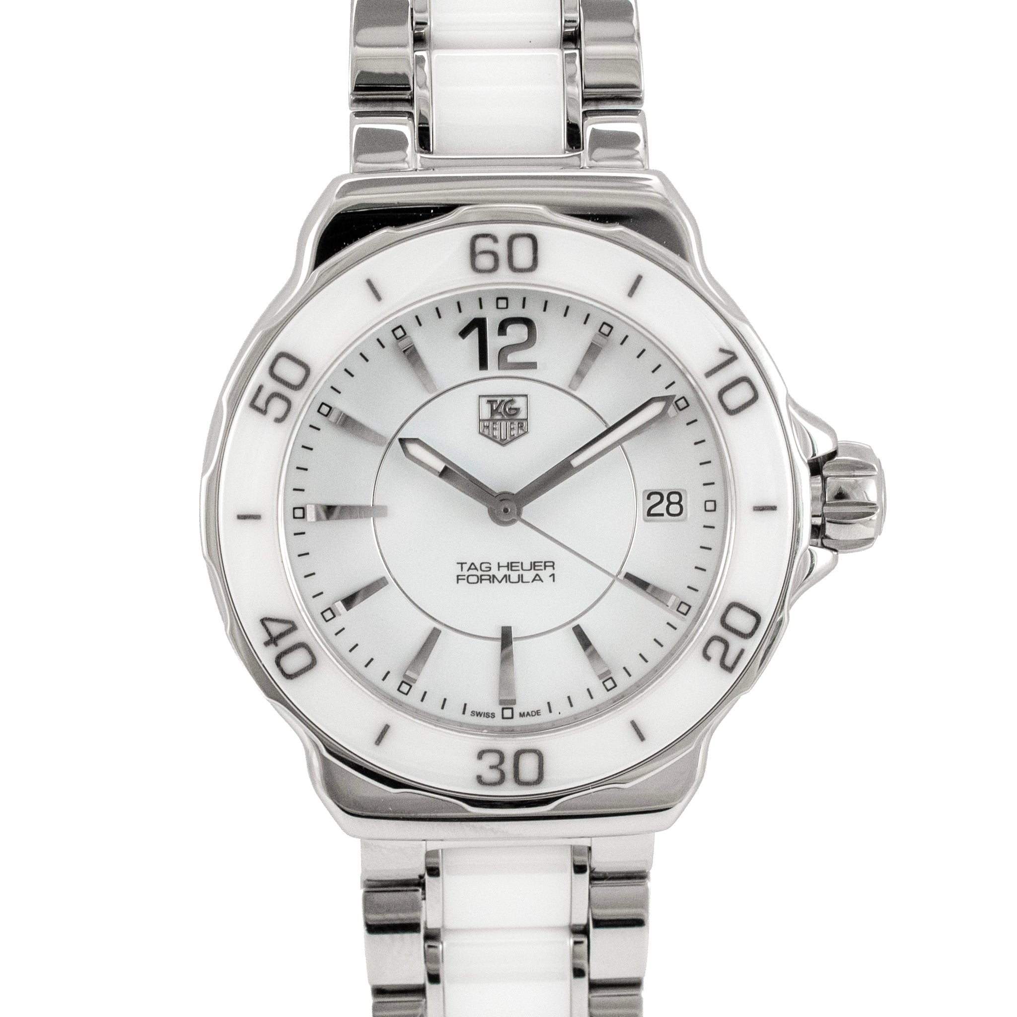 Ladies Tag Heuer Formula 1 37MM WAH1211 White Ceramic Steel Quartz Watch