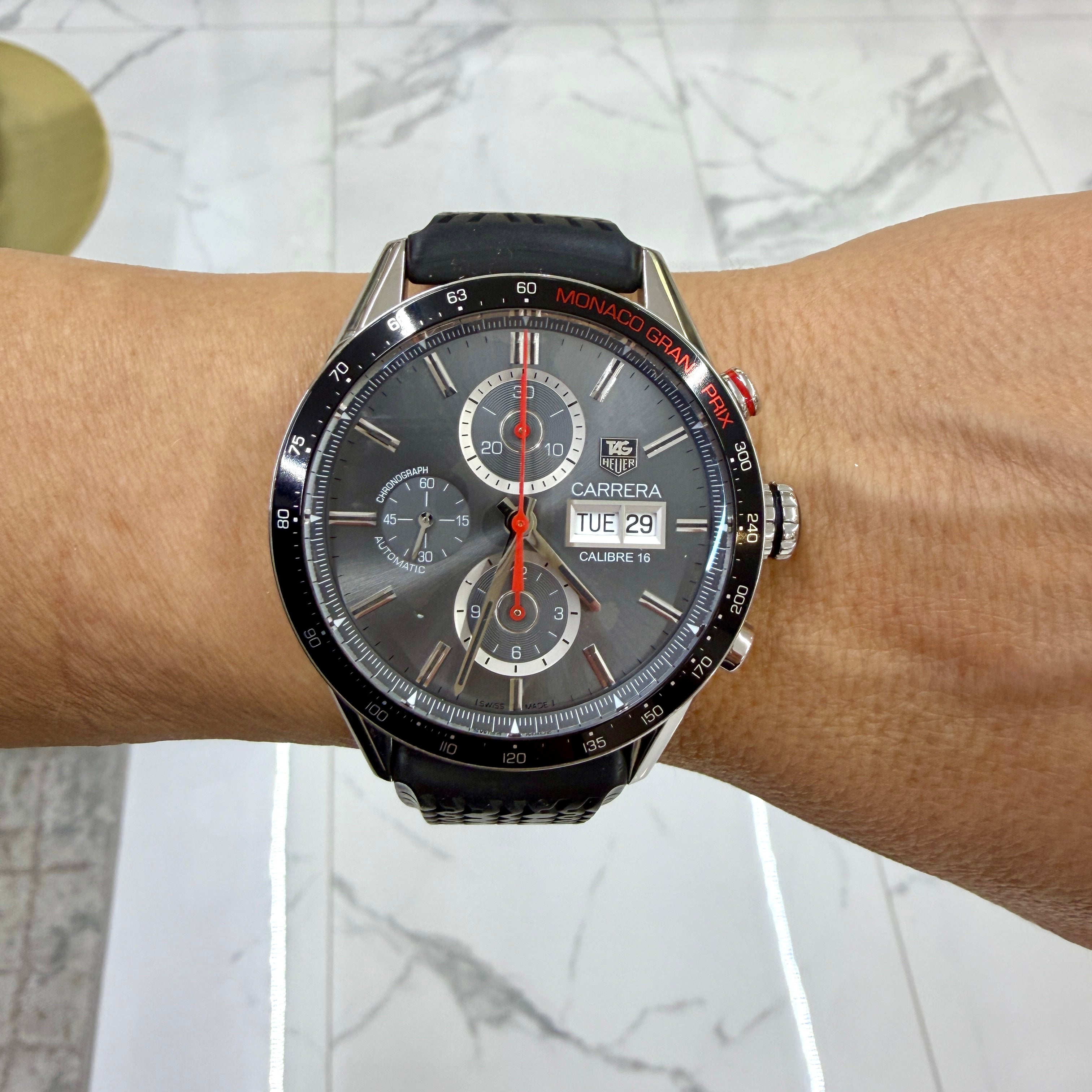 Tag Heuer Carrera Day Date CALIBRE16 43MM cv2a1M Grey Dial Steel Automatic Watch