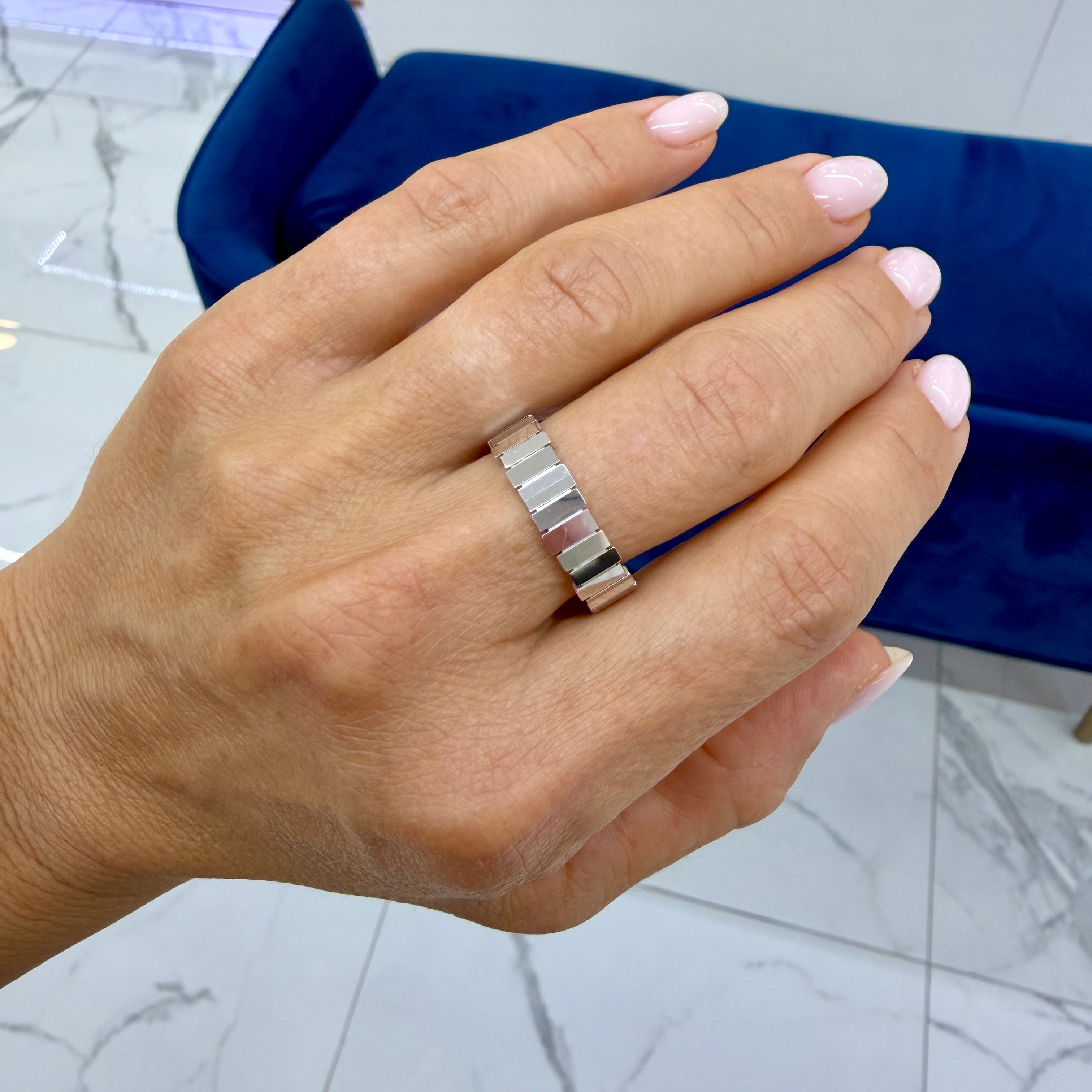 Men’s Christian Dior Gem Collection 18K White Gold Band Ring