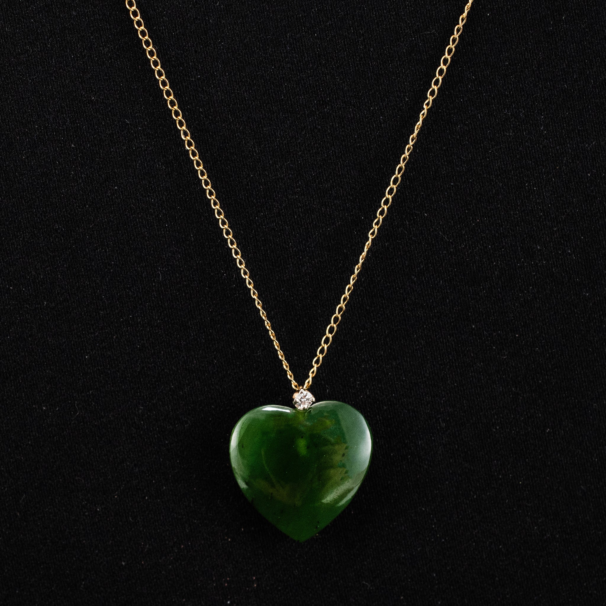 Chain Necklace Jade with Diamonds 14K Yellow Gold Curb Modern Style 451550 available at DJP Jewelers & Luxury Buyers