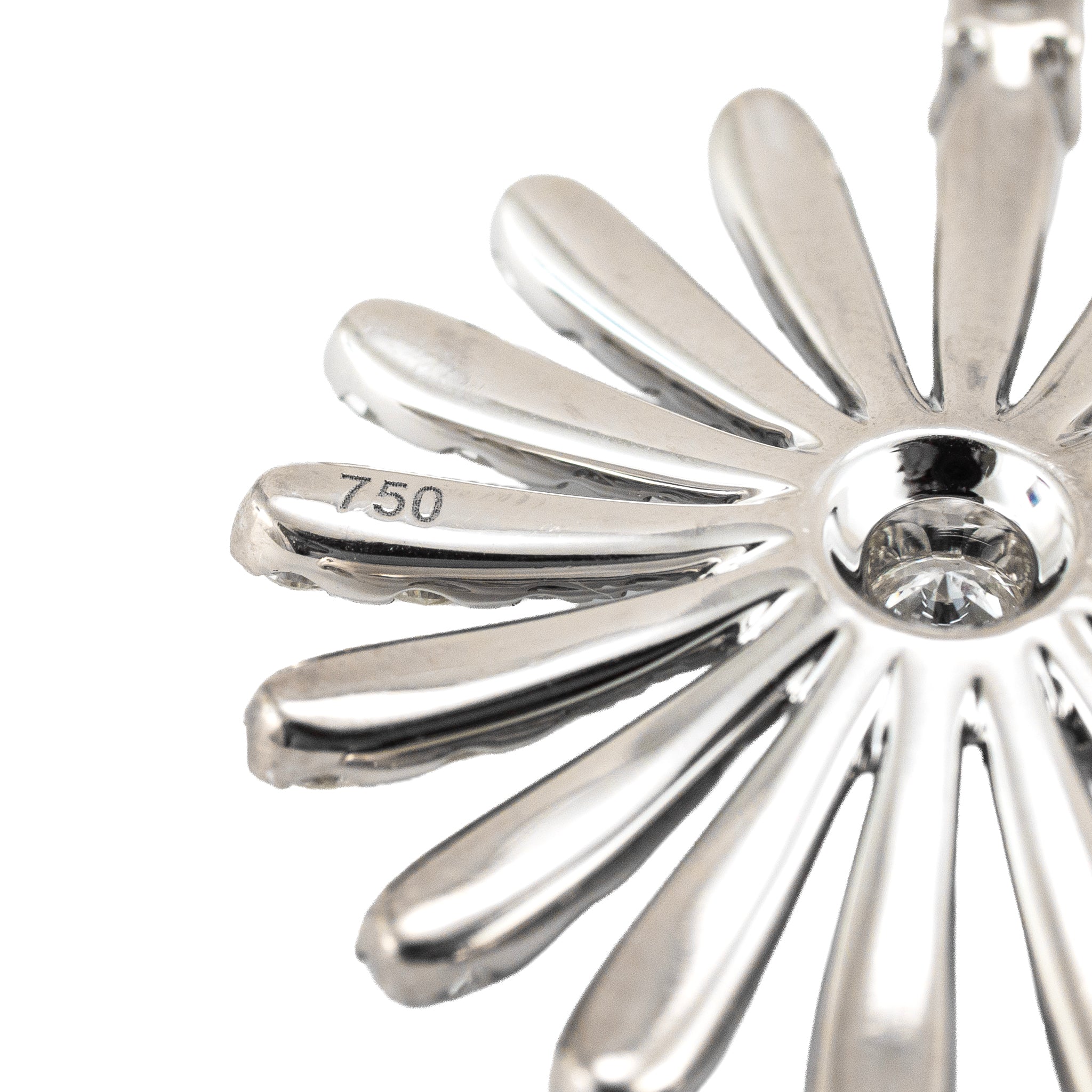 18K White Gold 13.00ctw Round Cut Diamond Sunburst Double Eschle Dangle Earrings
