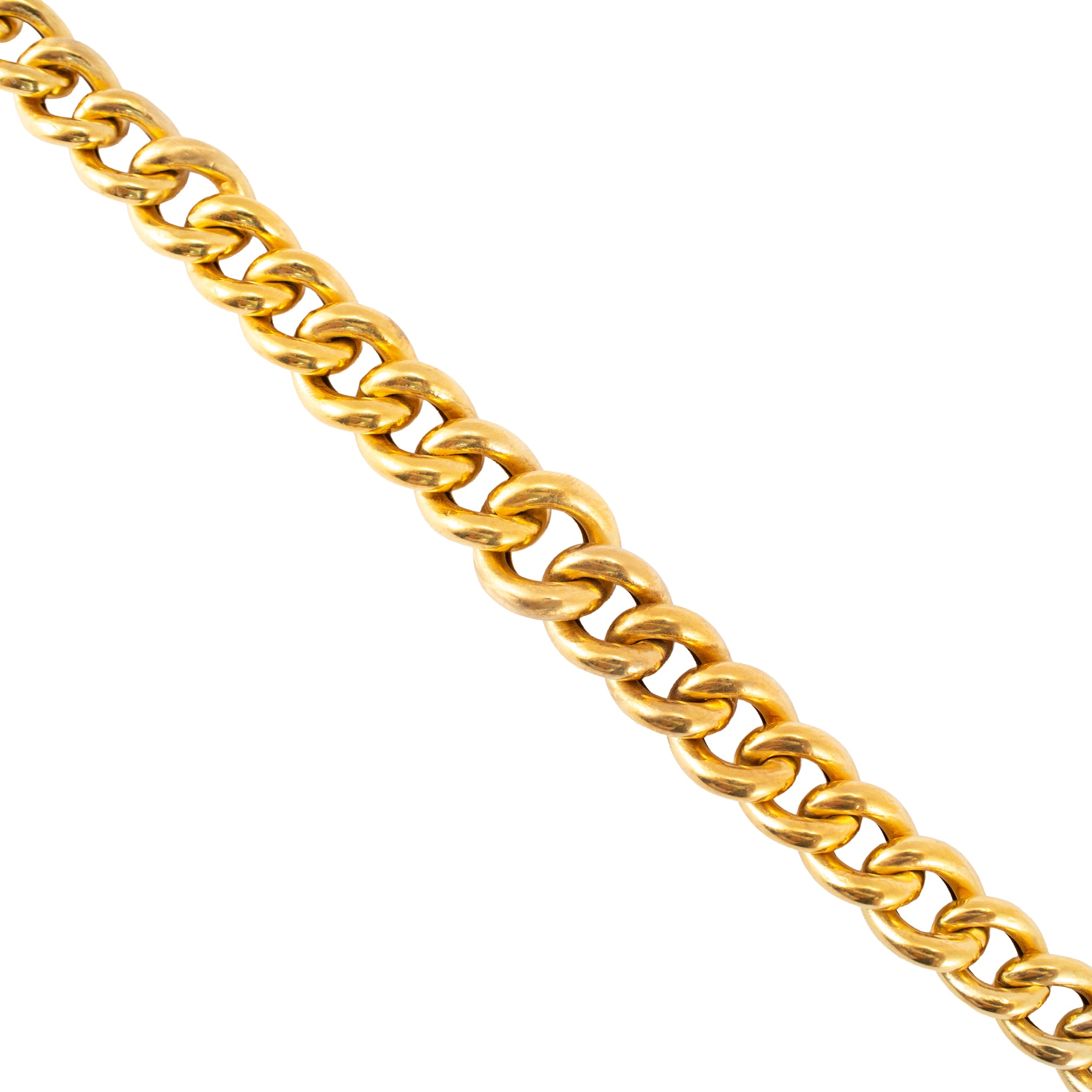 Vintage 18K Yellow Gold Chunky Graduated Curb Cuban Link Chain Necklace