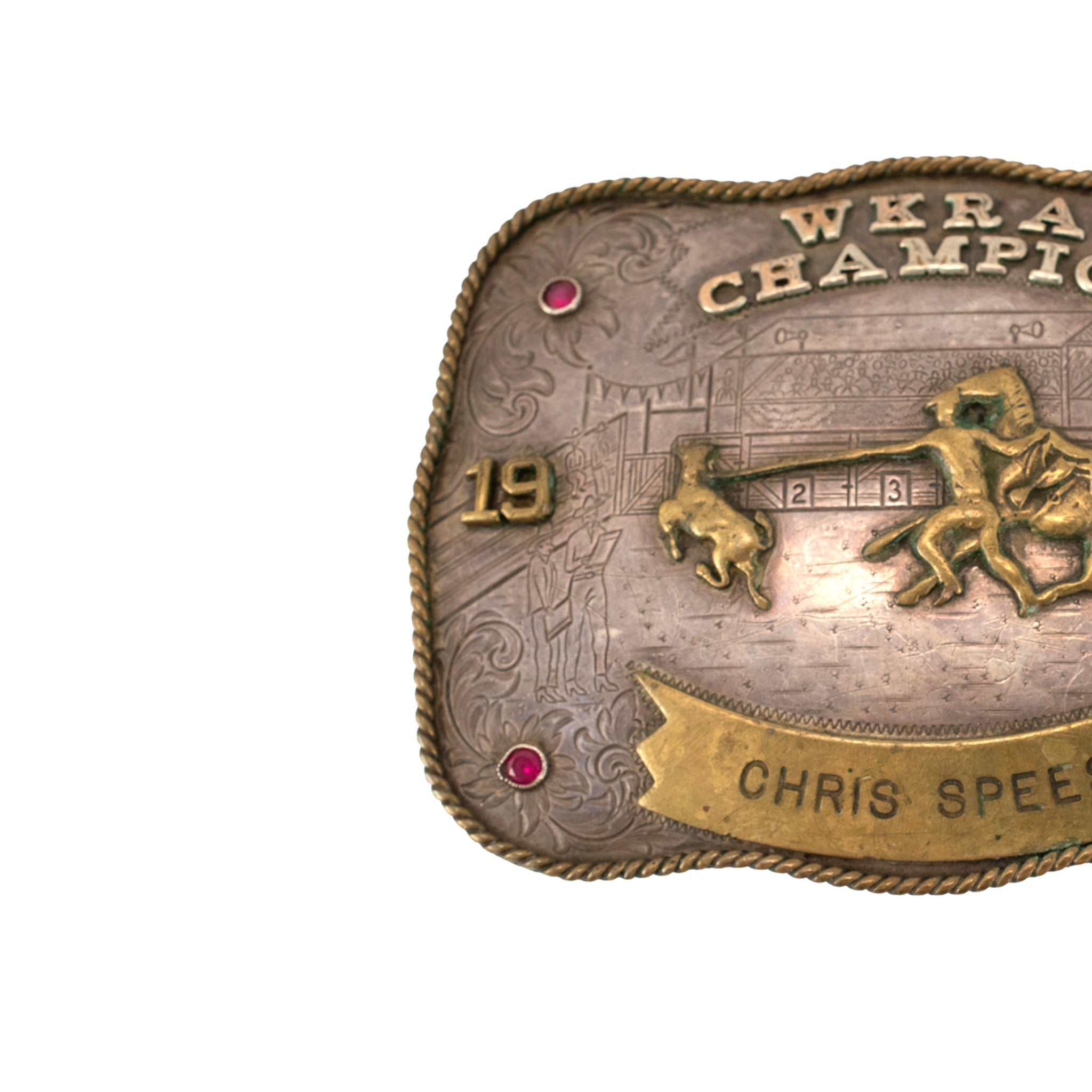 Vintage 1982 Montana Silversmiths Sterling Silver Wkra Champion Belt Buckle
