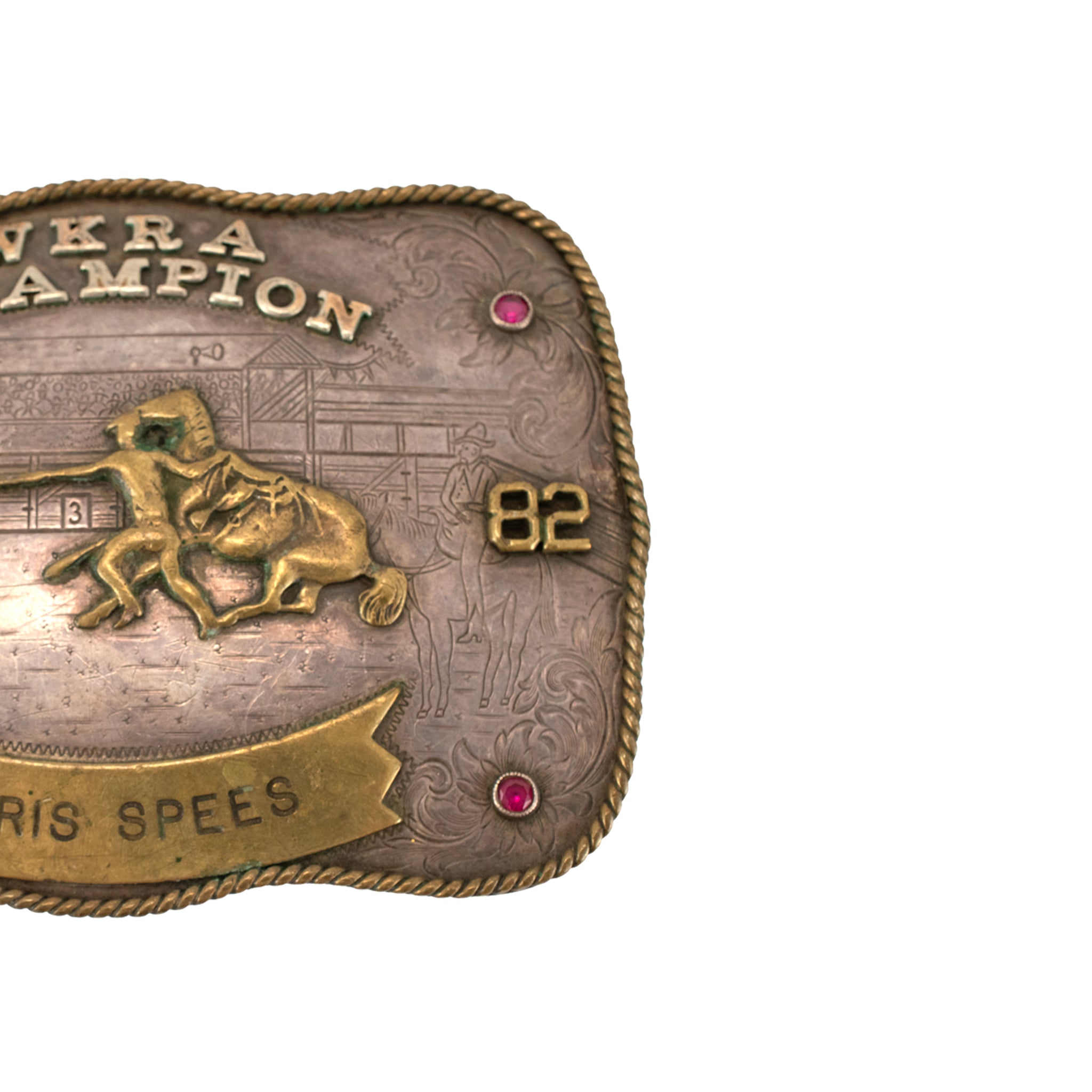 Vintage 1982 Montana Silversmiths Sterling Silver Wkra Champion Belt Buckle