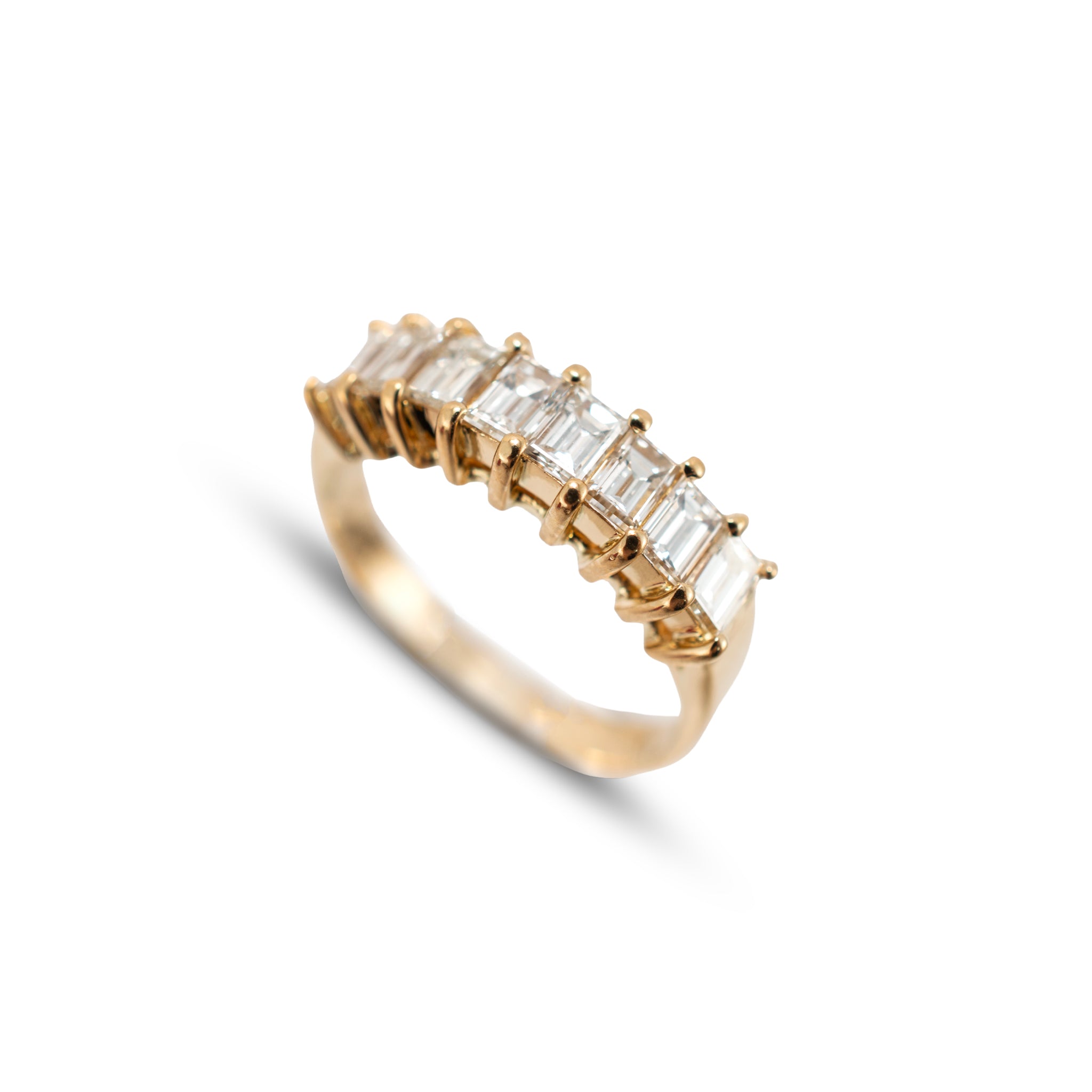 18K Yellow Gold 0.58ct Baguette Diamond Half Eternity Band Ring