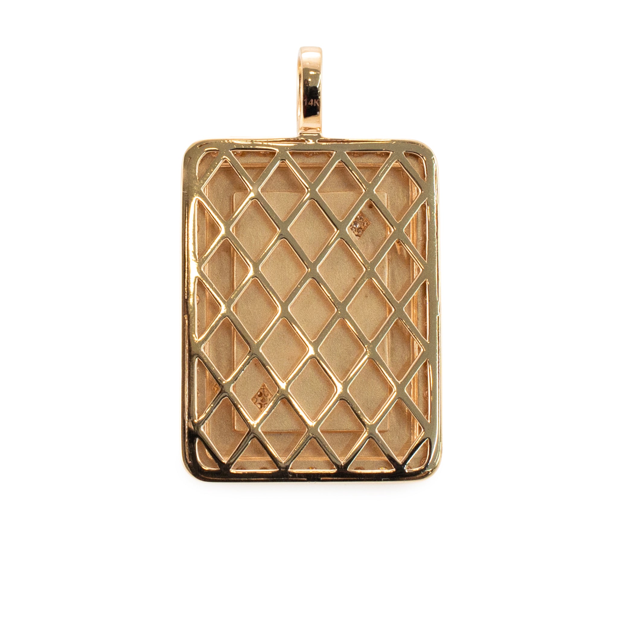 Men’s 14K Yellow Gold 2.34ct Halo Diamond King of Diamonds Card Drop Pendant