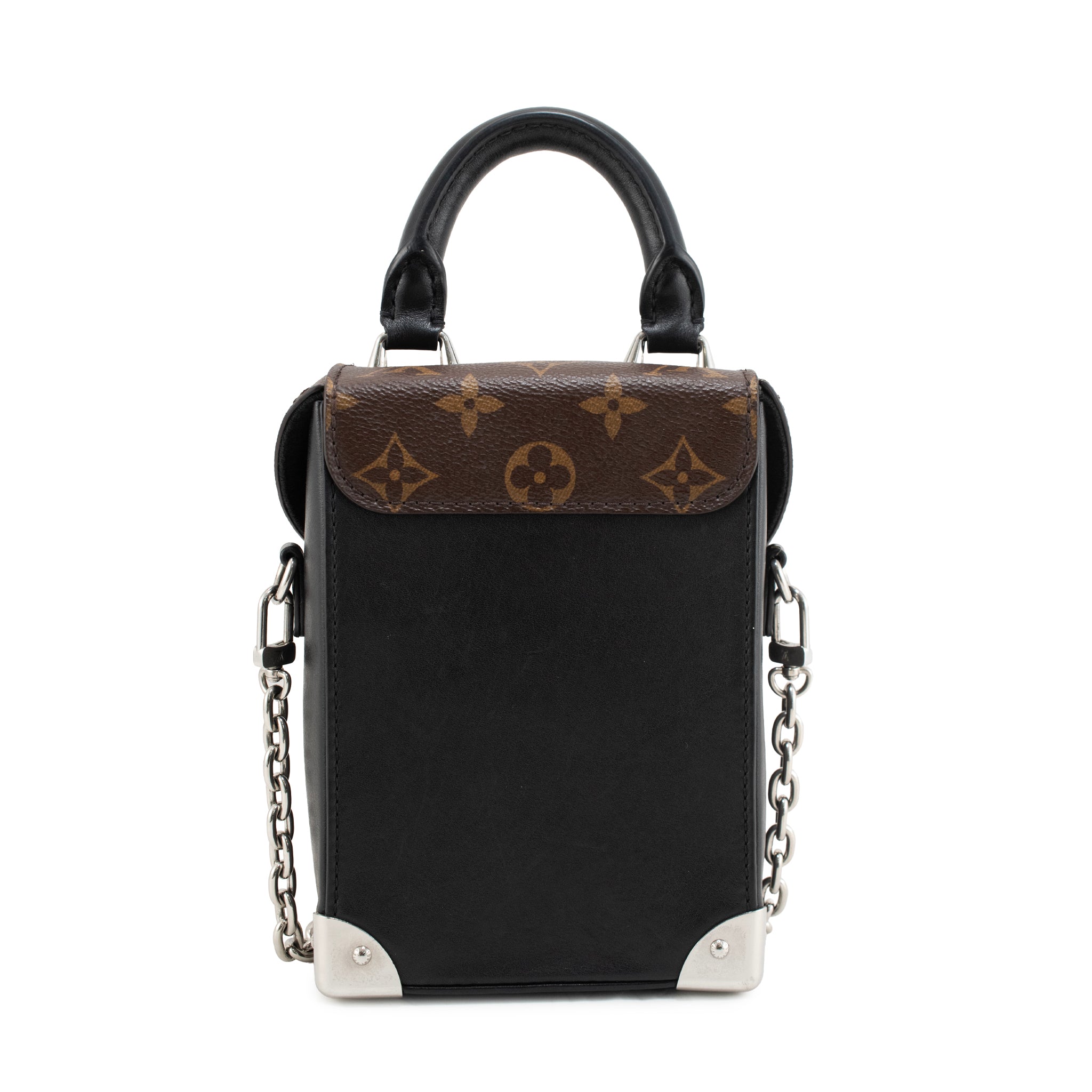 Louis Vuitton Monogram Canvas Black Leather Silver Hardware Camera Box Bag