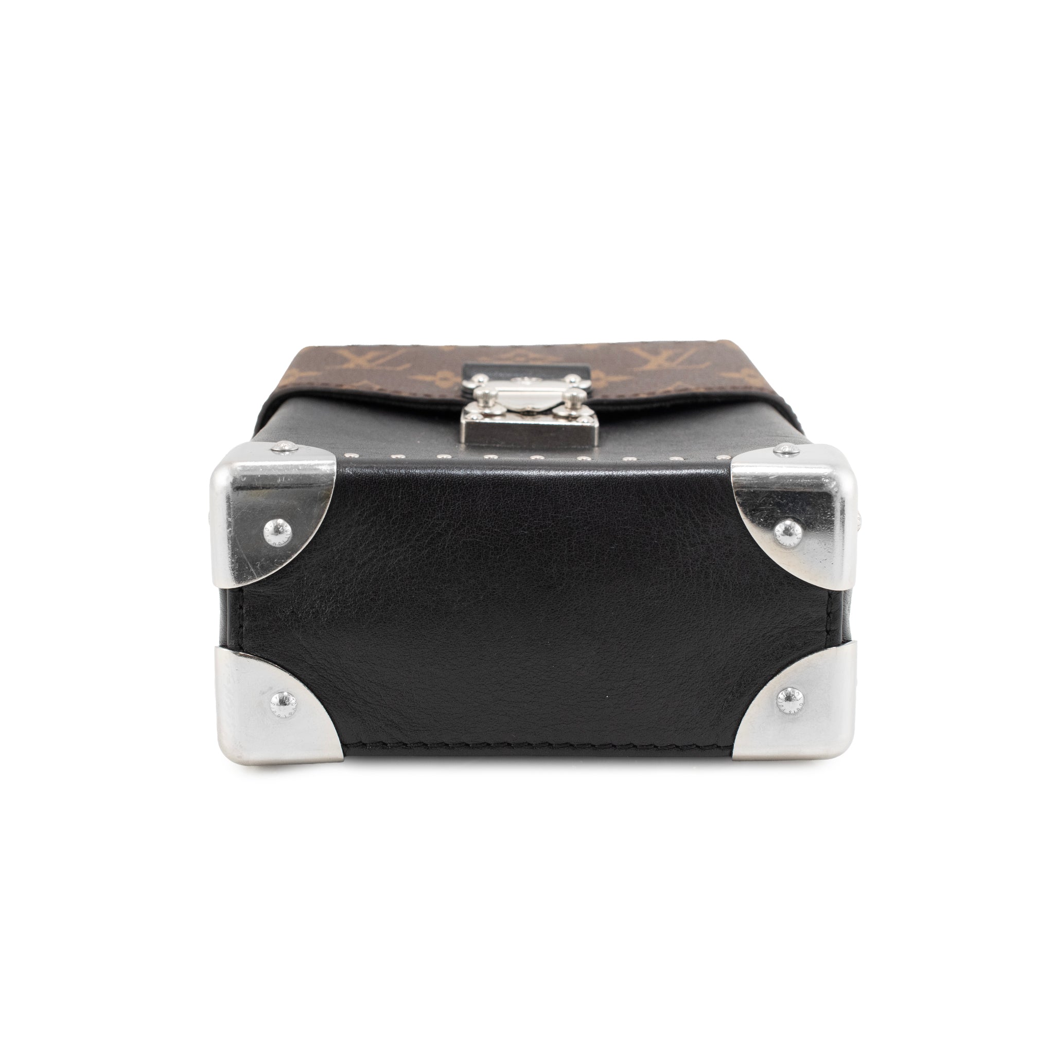 Louis Vuitton Monogram Canvas Black Leather Silver Hardware Camera Box Bag