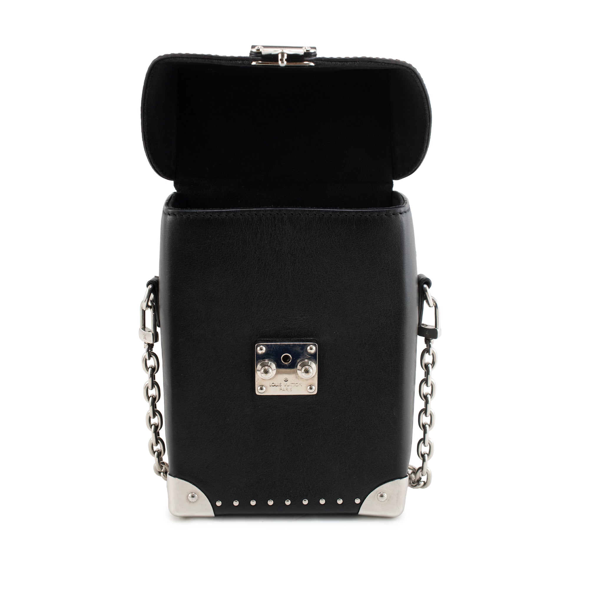Louis Vuitton Monogram Canvas Black Leather Silver Hardware Camera Box Bag