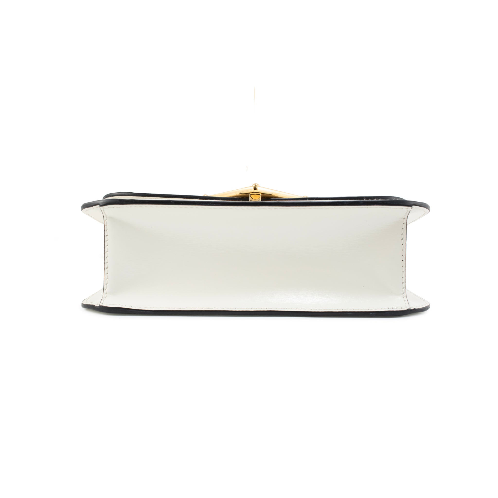 Prada White Soft Calfskin Triangle Logo Gold Hardware Flap Shoulder Bag