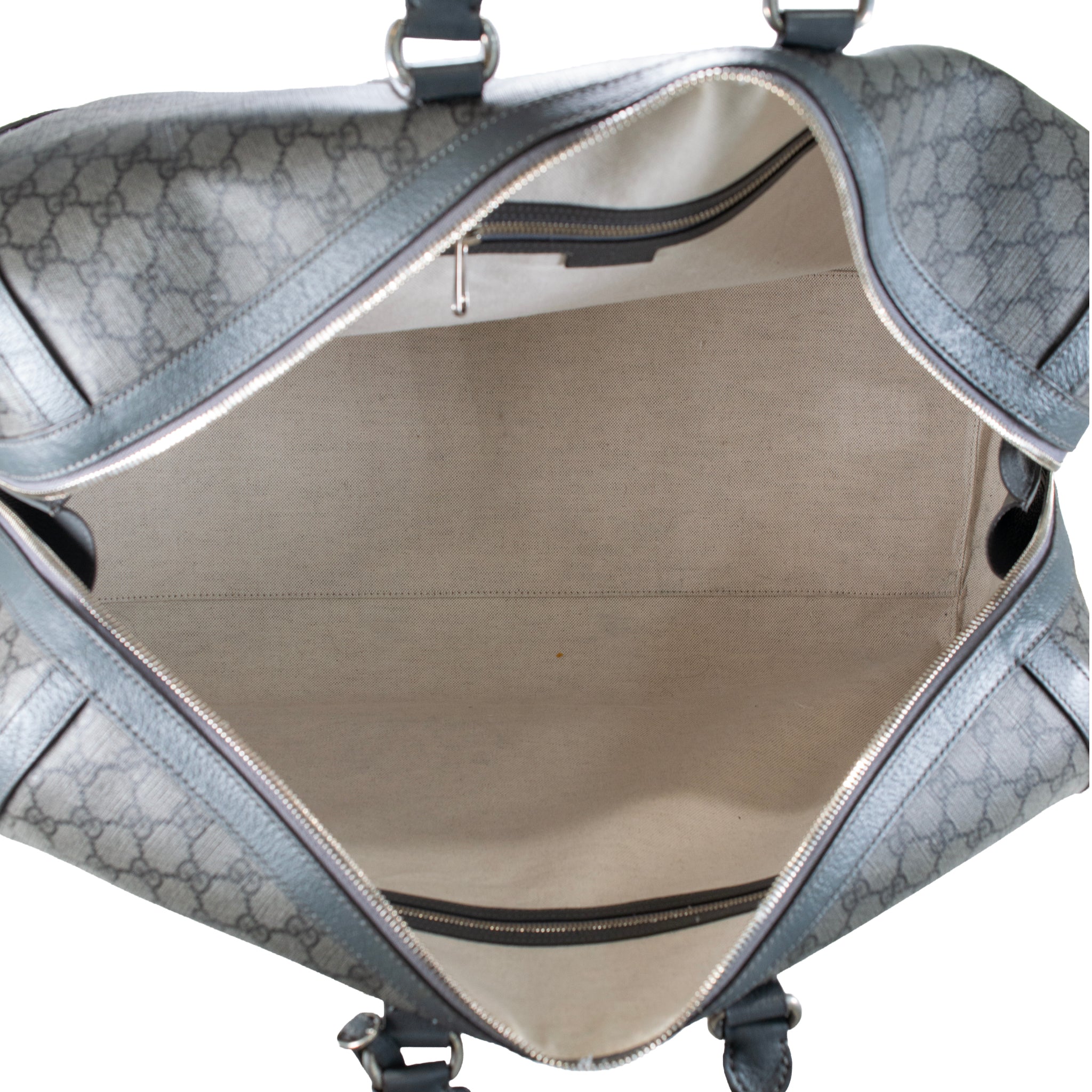 Gucci Ophidia Gg Supreme Coated Canvas and Leather Black Grey Large Duffle Bag