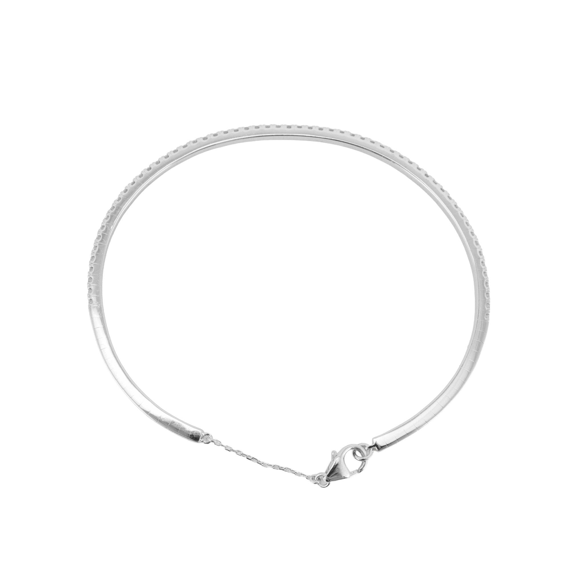 Ladies 14K White Gold 1.50ctw Diamond Flexible Tennis Bangle Bracelet