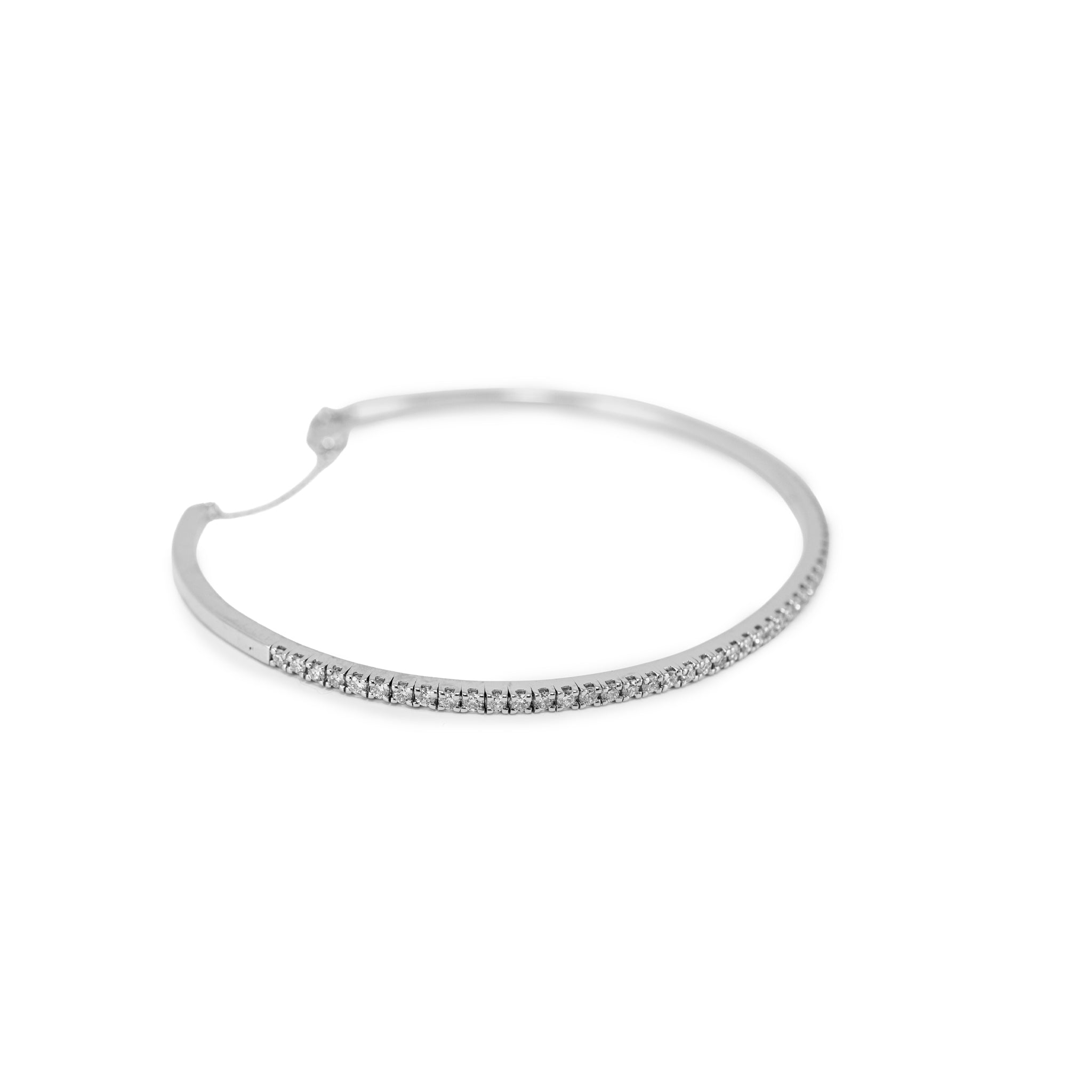 Ladies 14K White Gold 1.50ctw Diamond Flexible Tennis Bangle Bracelet