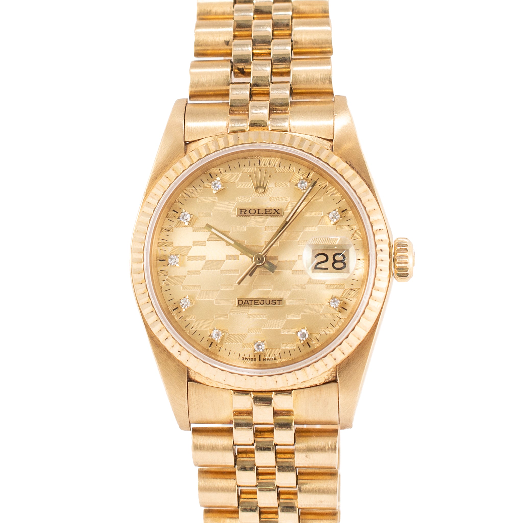 Vintage Rolex Datejust 36MM 16018 Chevrolet Diamond Dial Jubilee 18K Gold Watch