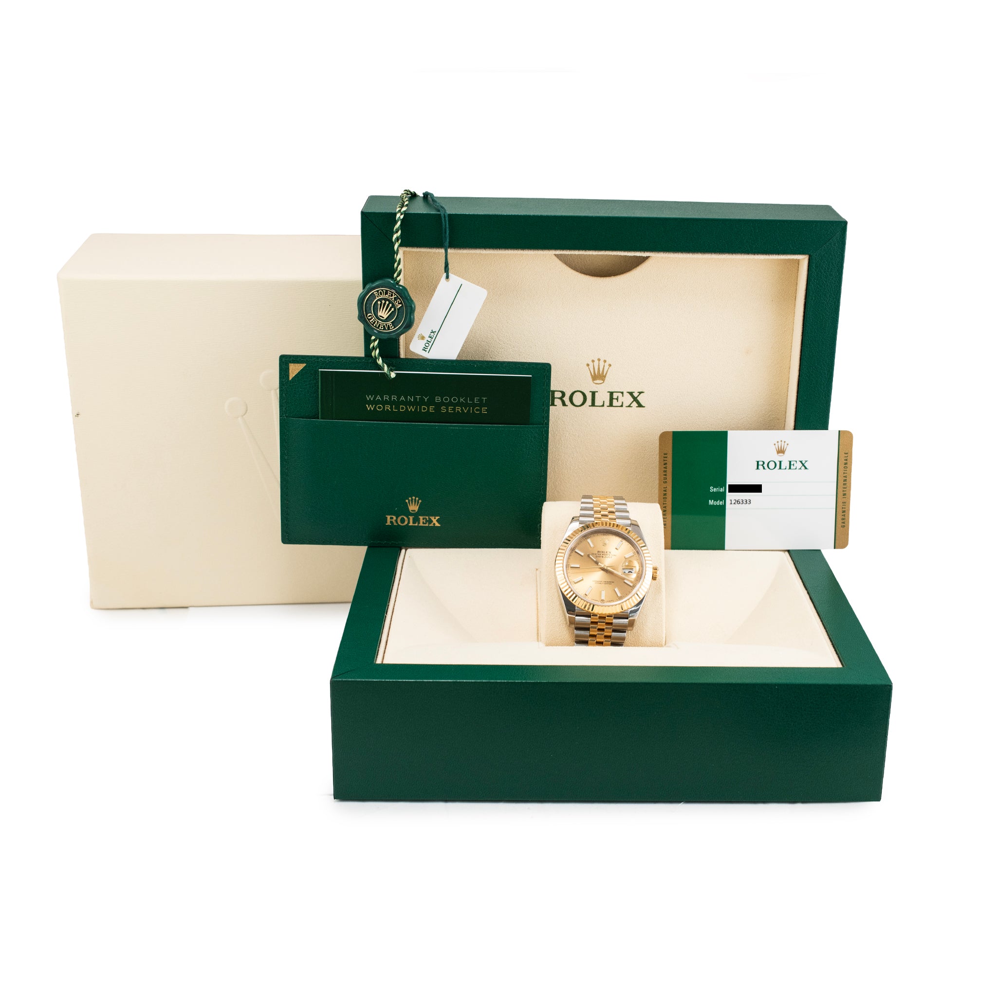 Rolex Datejust 41MM 126333 Champagne Dial Fluted Jubilee Gold Steel Watch
