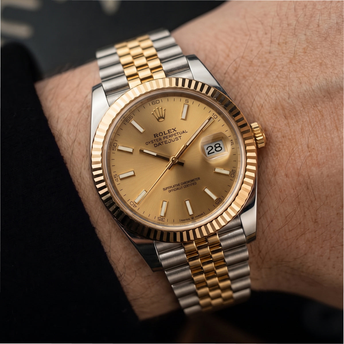 Rolex Datejust 41MM 126333 Champagne Dial Fluted Jubilee Gold Steel Watch