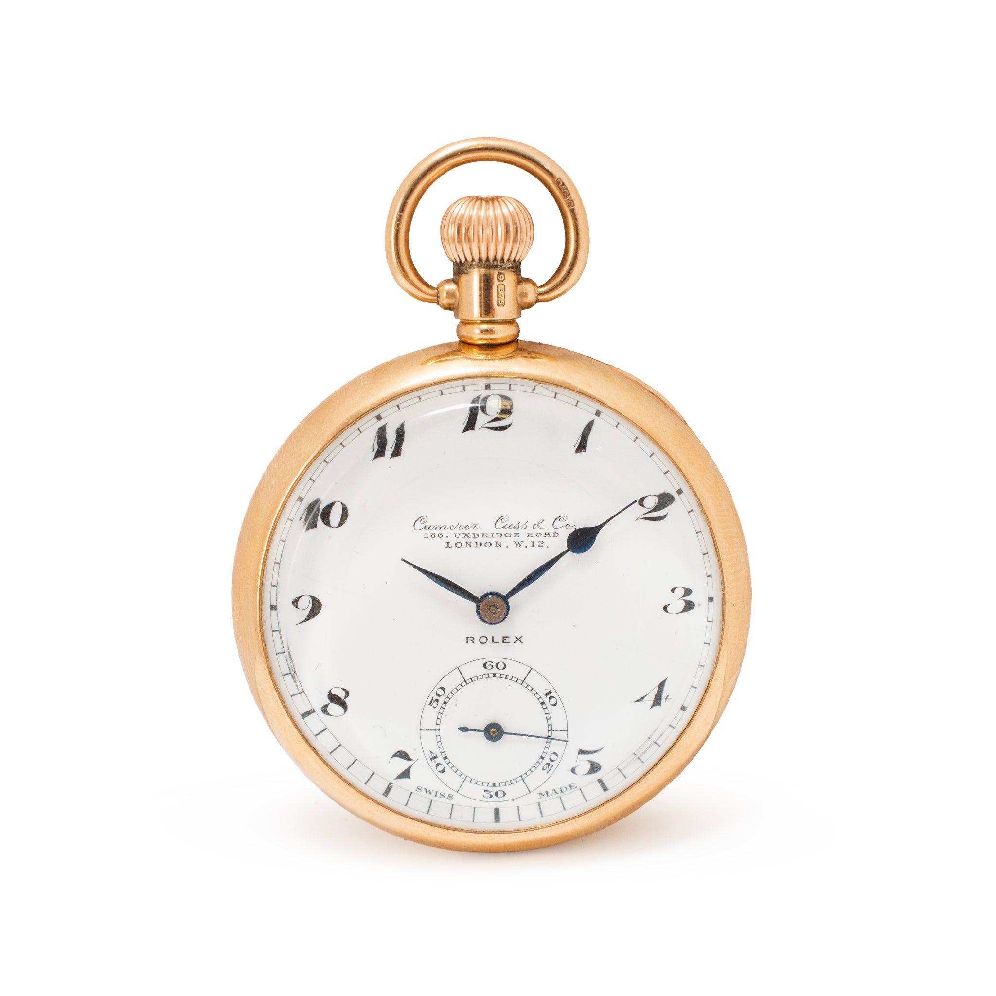 Vintage Rolex 49MM 9K Gold London Camerer Cuss & Co. Mechanical Pocket Watch