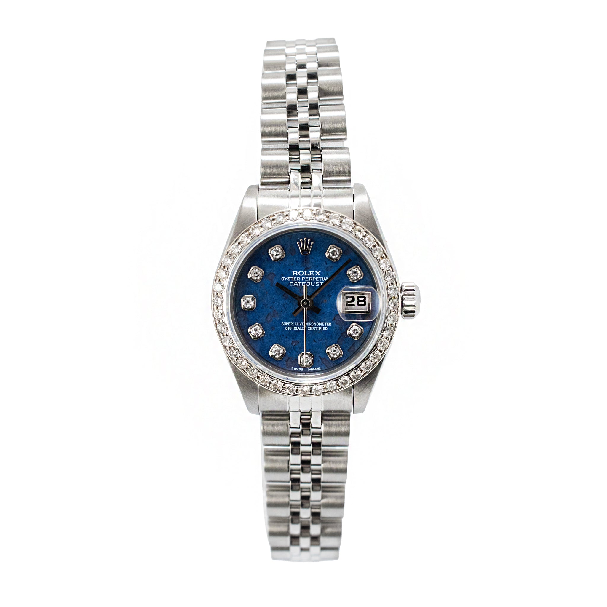 Ladies Rolex Datejust 26MM 79174 Sodalite Diamond Bezel Jubilee Steel Watch