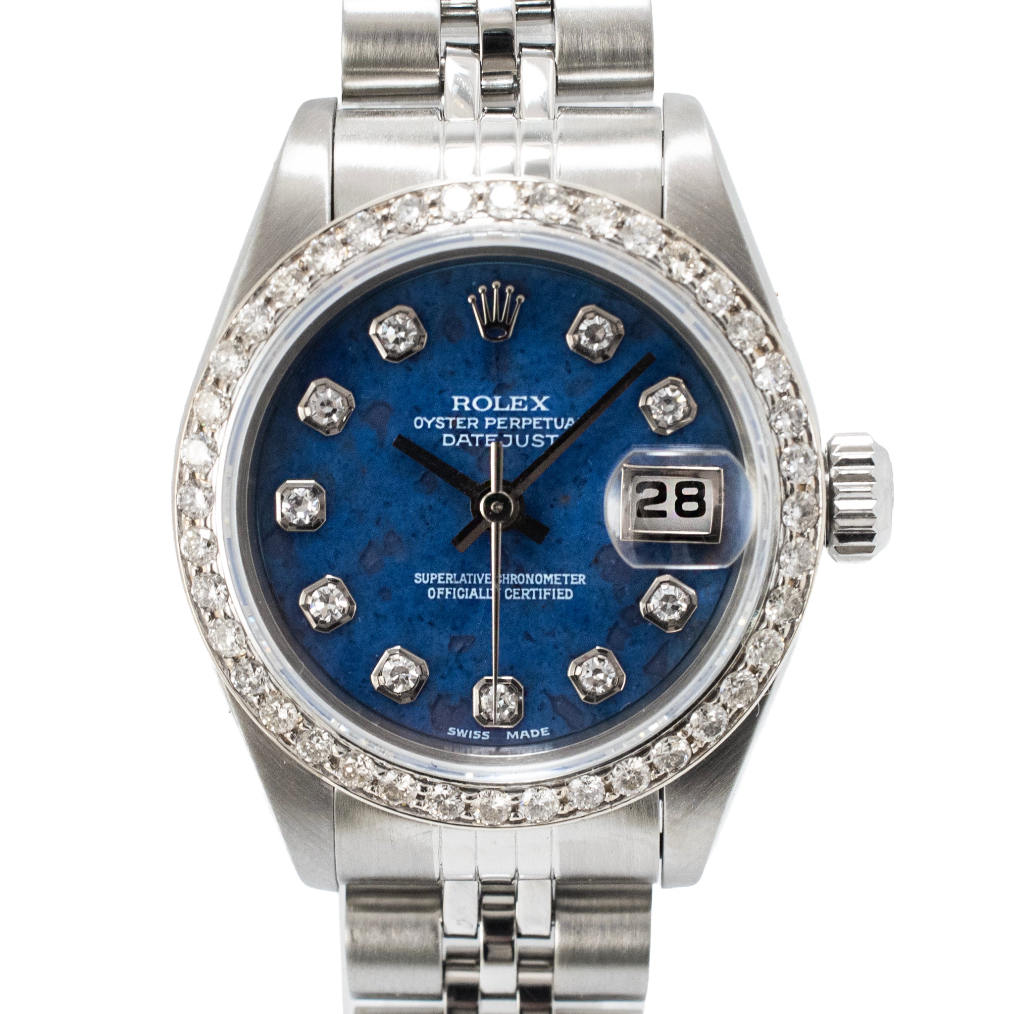 Ladies Rolex Datejust 26MM 79174 Sodalite Diamond Bezel Jubilee Steel Watch